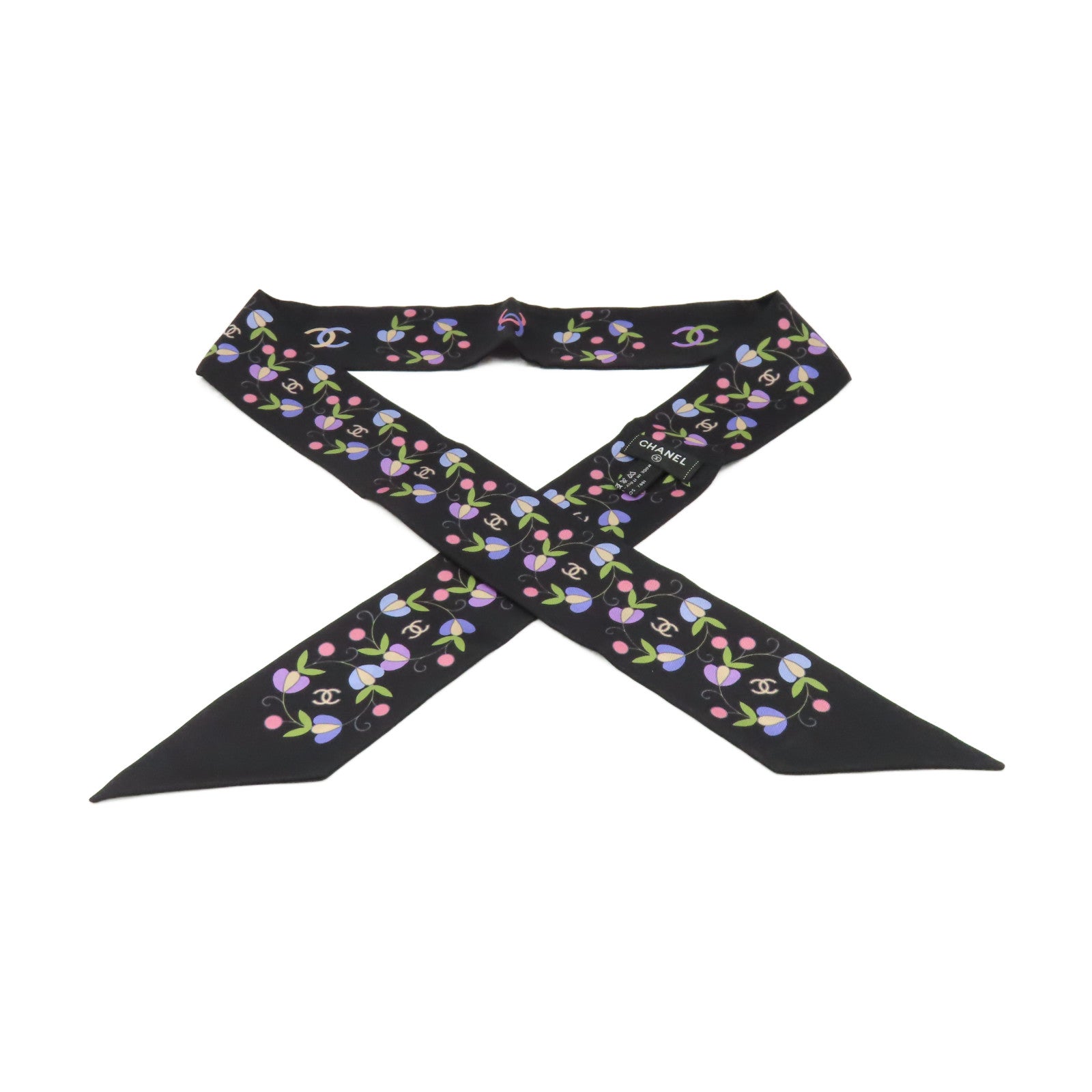 CHANEL 絲質Scarf絲巾黑色/彩色