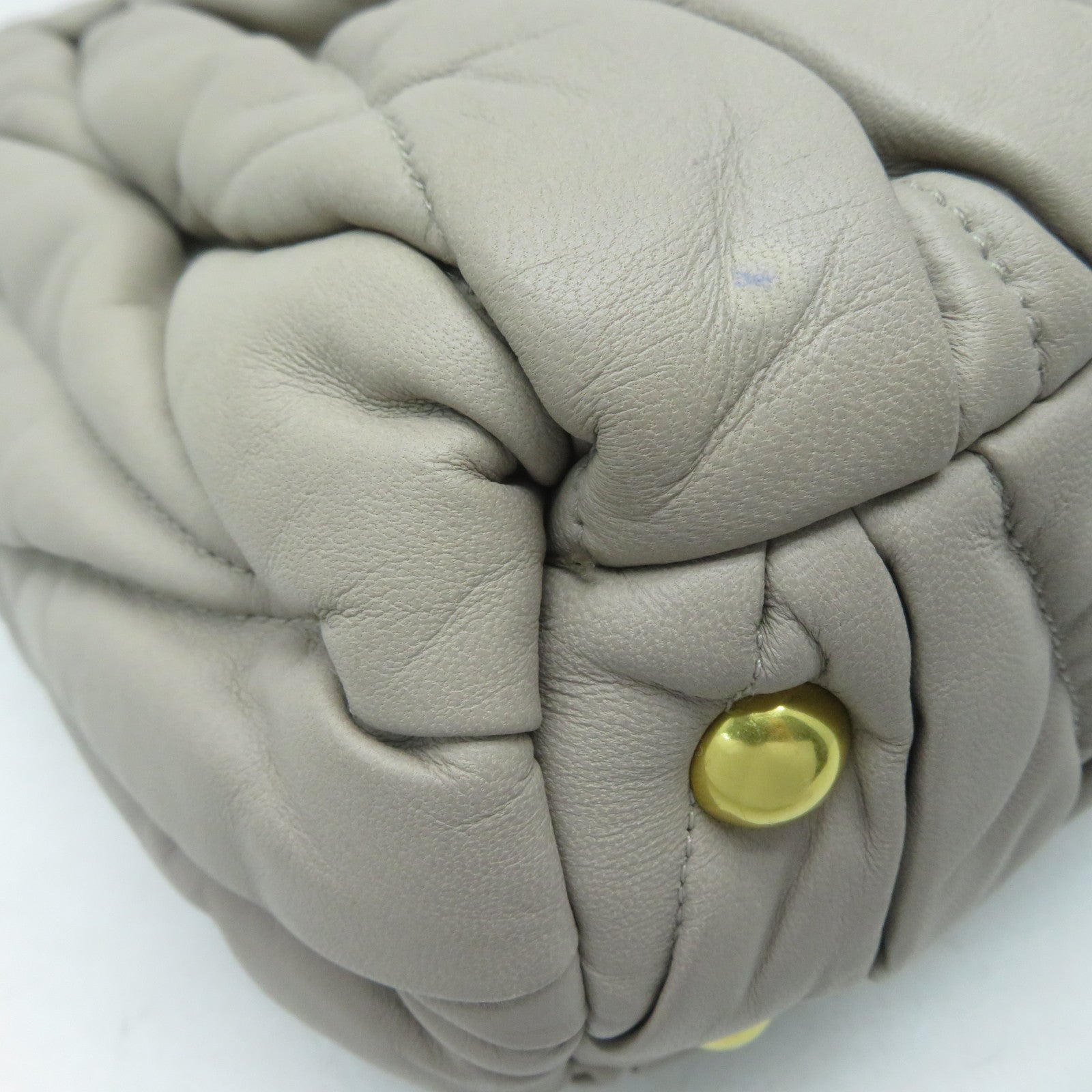 Miu Miu 牛皮皮革2 Way Bag金扣手挽肩背兩用袋灰色