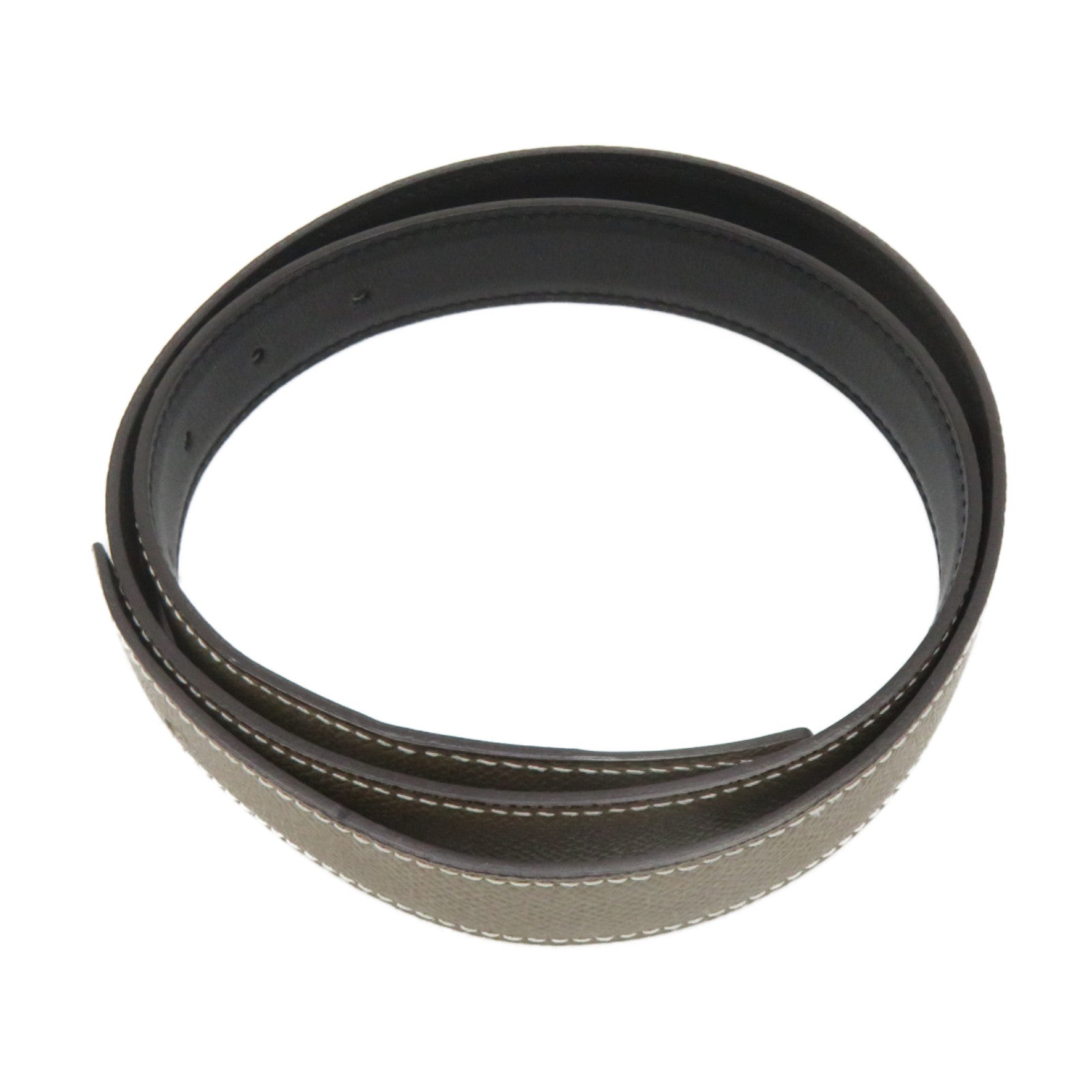 HERMES Epsom Leather/Swiftpige Belt Silver Buckle Leather Belt Black/Etoupe Black/Brown