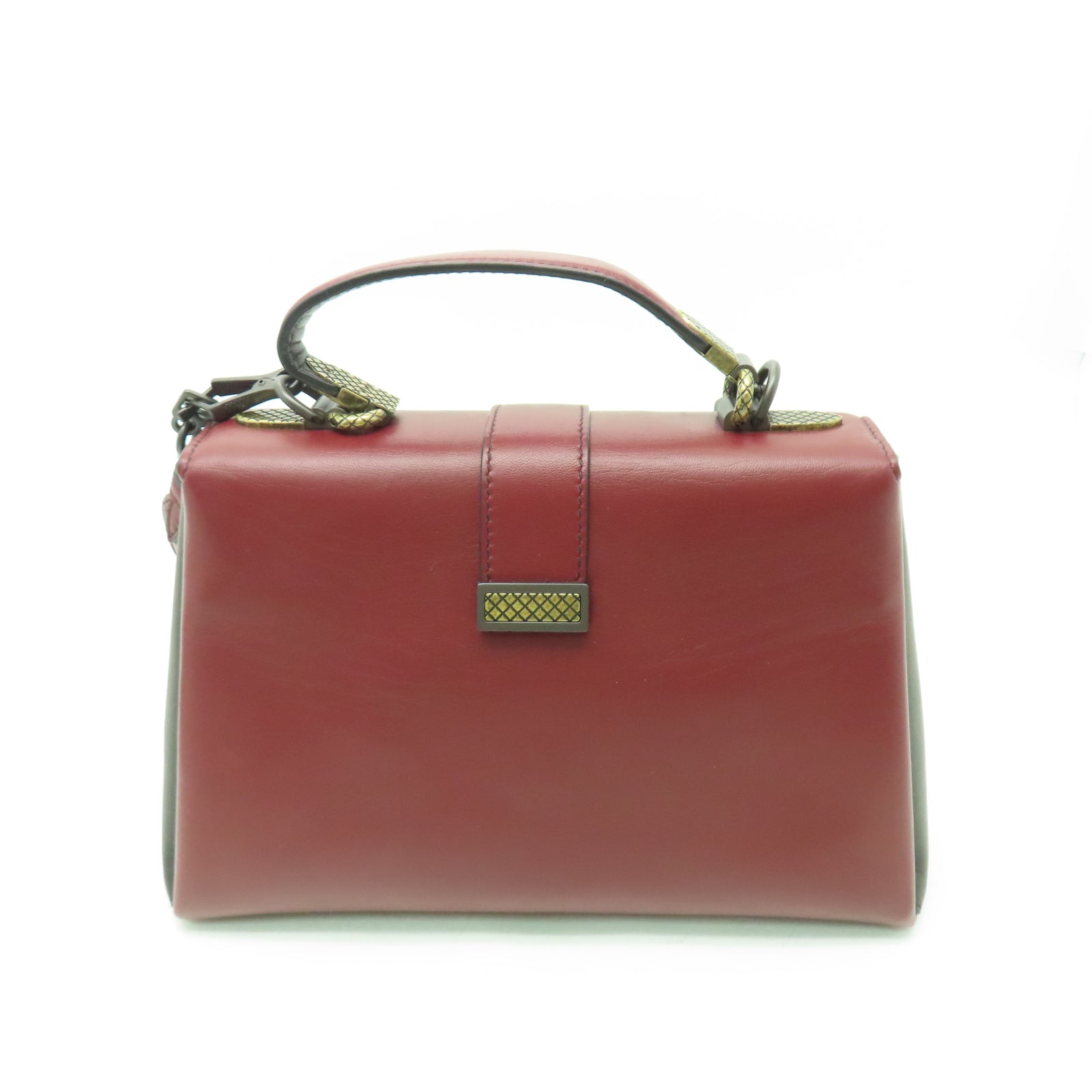 BOTTEGA VENETA 牛皮皮革2 Way Shoulder金扣手挽肩背兩用袋紅色/棕色
