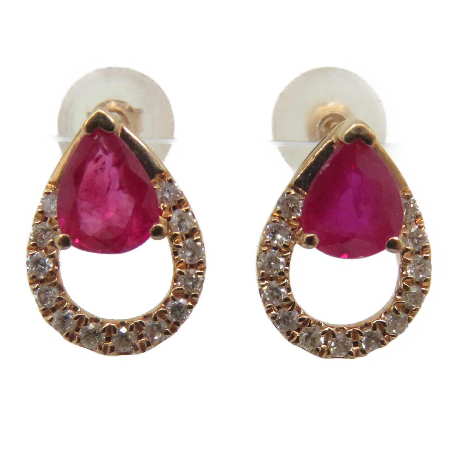 JEWELRY 18K玫瑰金Ruby Earrings 0.650ct紅寶石/0.230ct鑽石耳環紅色/金色