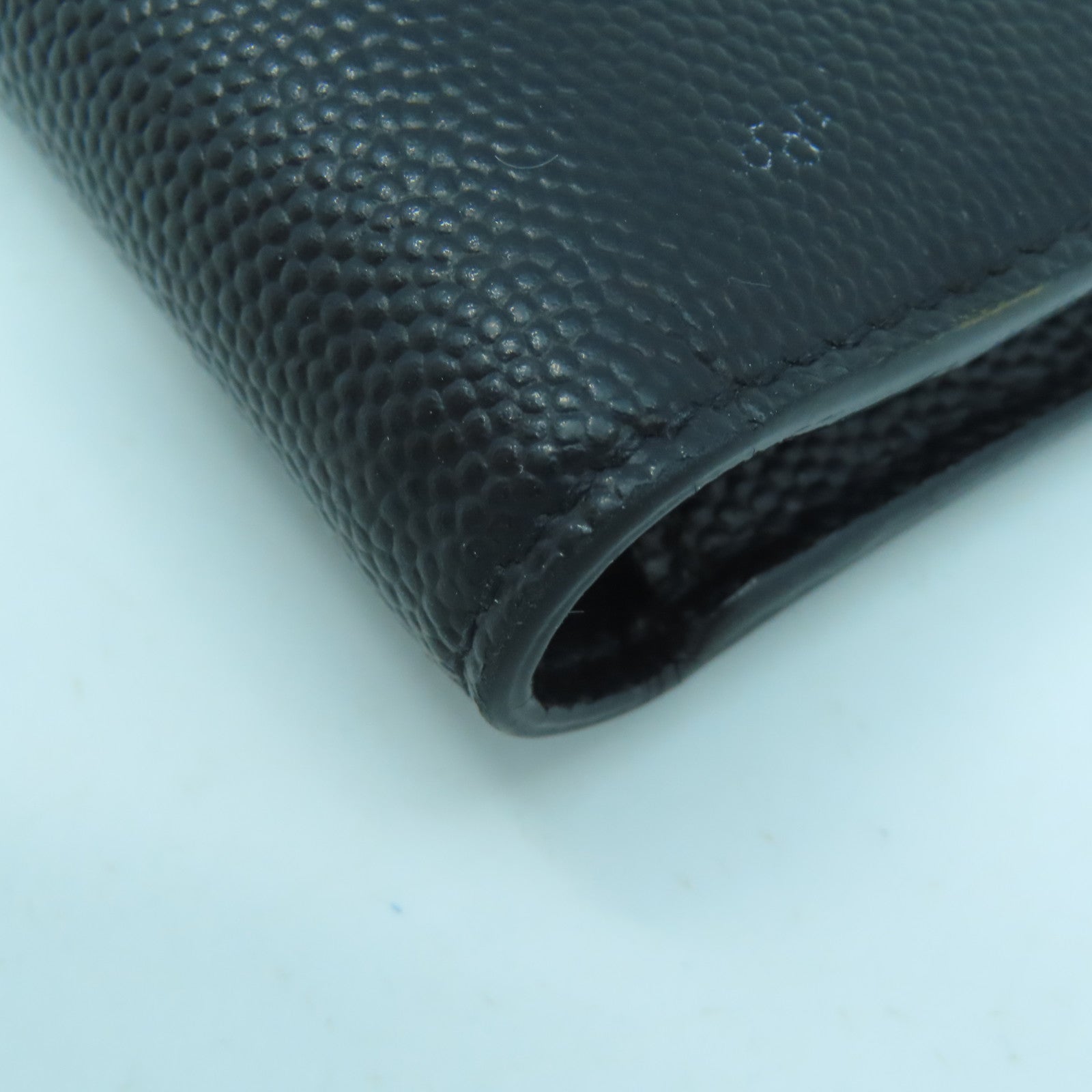 SAINT LAURENT 牛皮皮革Card Wallet黑扣卡片套黑色