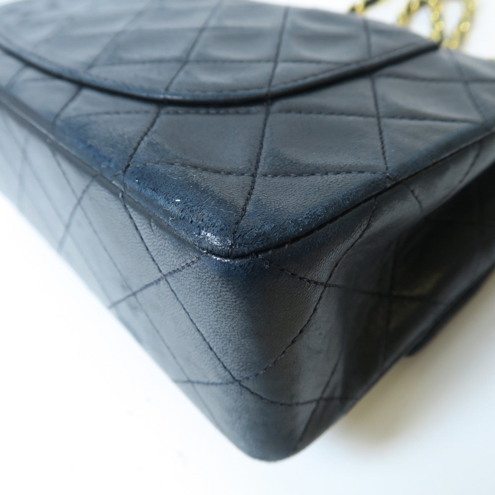 CHANEL 菱格羊皮皮革Classic Flap 23金扣鏈帶肩背袋黑色