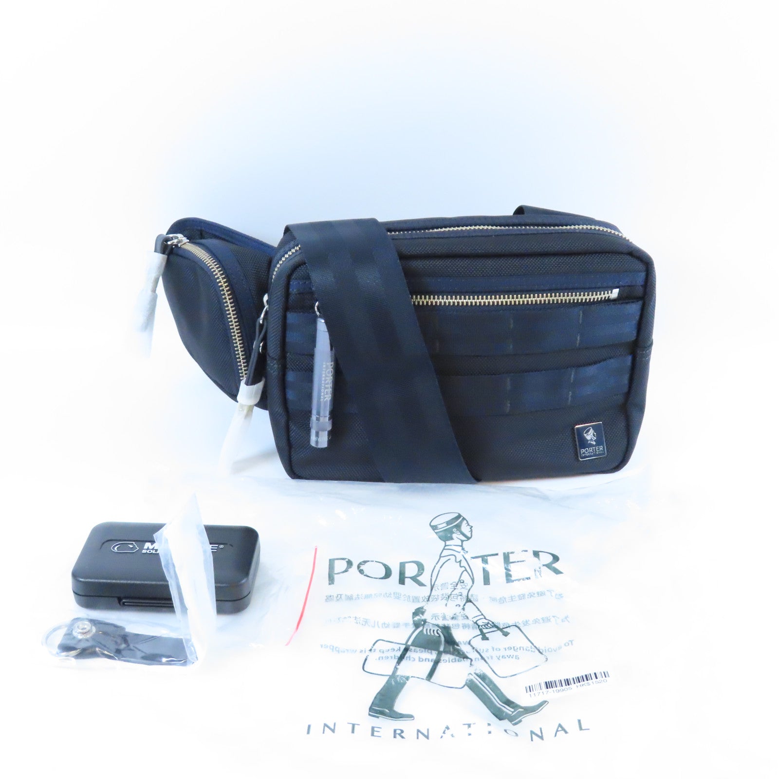 PORTER 尼龍Cross Carry Bag金扣肩背袋深藍色