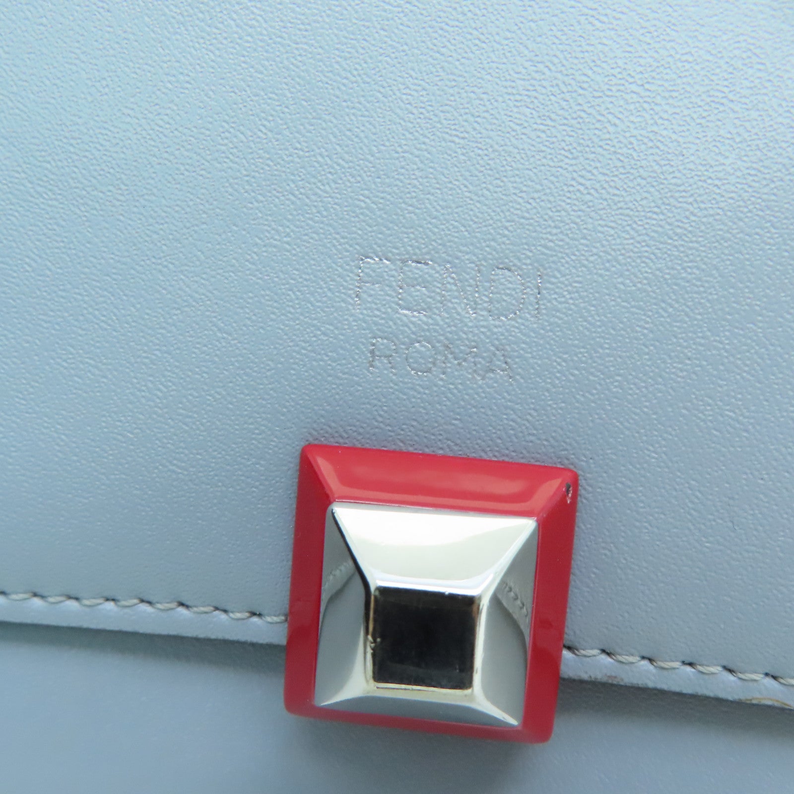 FENDI 牛皮皮革Long Wallet银扣长钱包灰色