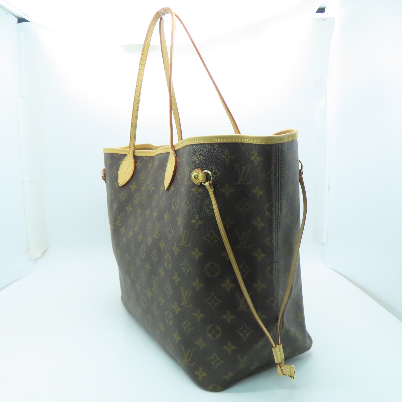 LOUIS VUITTON Monogram Neverfull GM gold buckle shoulder bag / hand bag brown