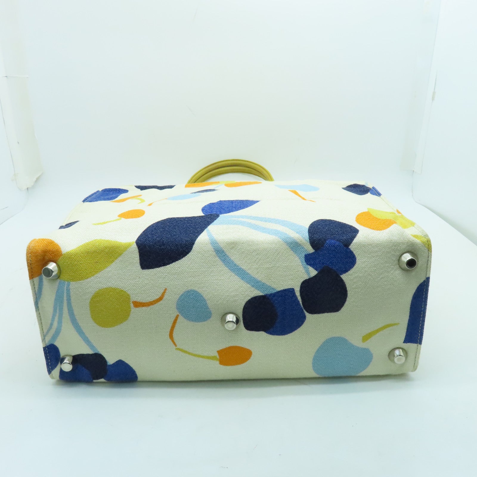 Miu Miu 【激減優惠】帆布Tote Bag銀扣手挽袋白色彩色