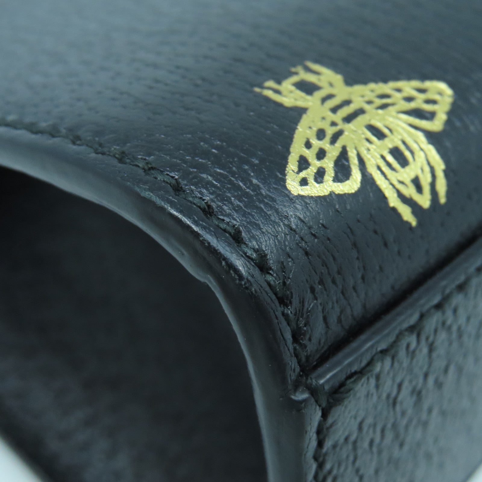 GUCCI 牛皮皮革Padlock Bee Star金扣鏈帶肩背袋黑色
