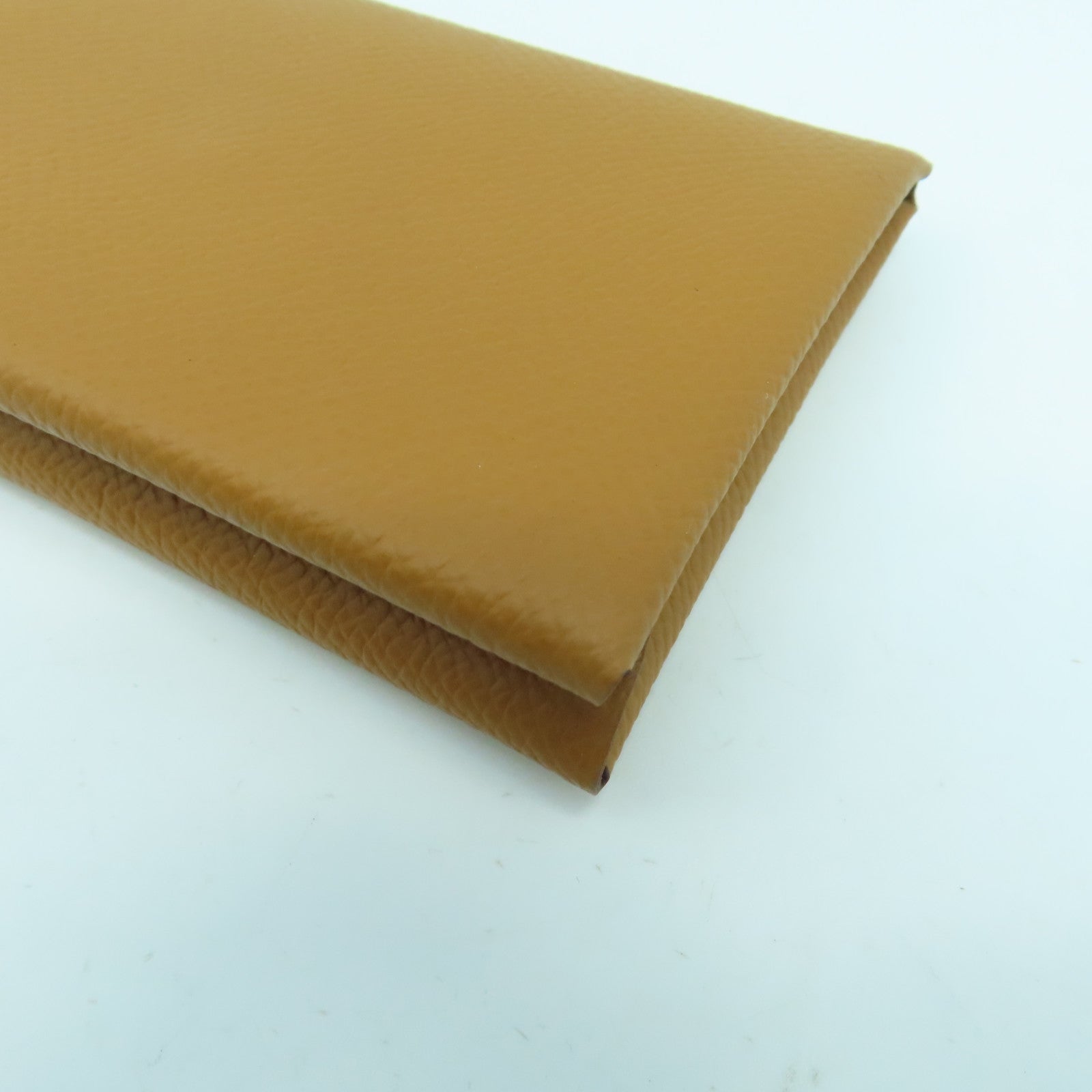 HERMES Epsom皮革Calvi Duo銀扣卡片套Gold經典駝色