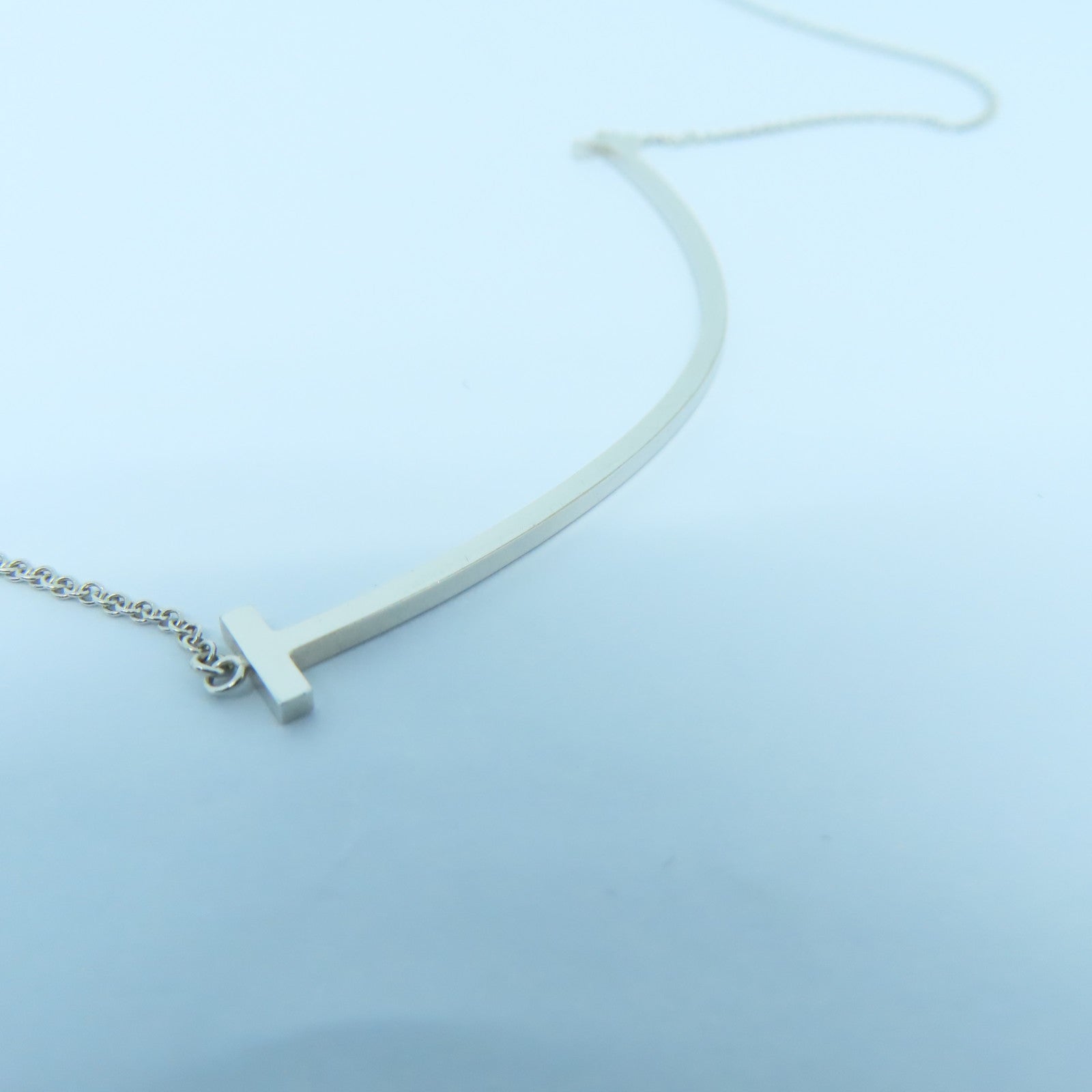 TIFFANY＆CO 18K白金T Smile Pendant項鍊