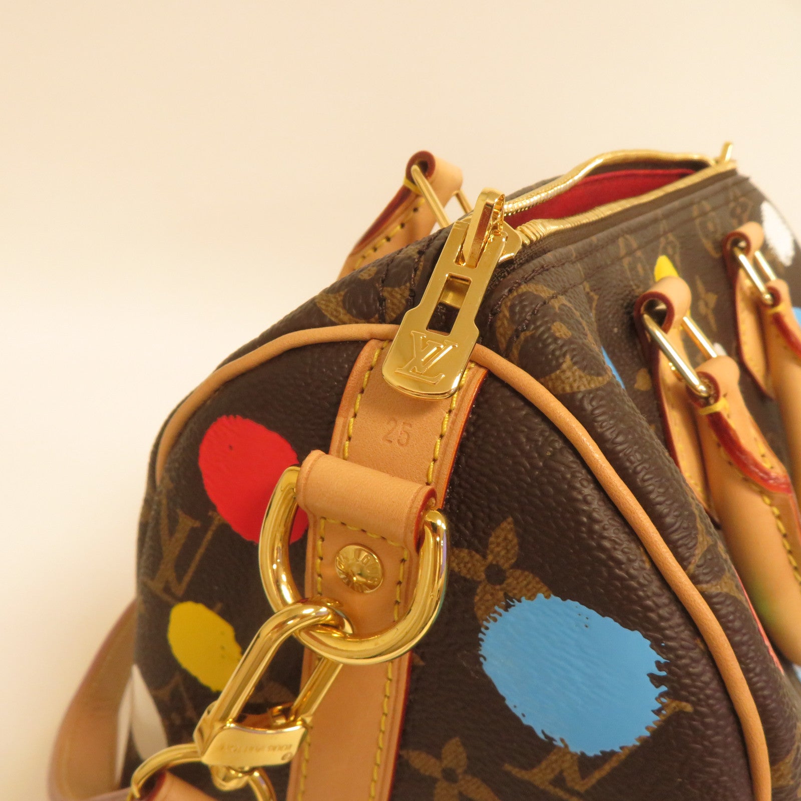 LOUIS VUITTON Monogram YK X LV Speedy Bandouliere 25金扣手挽肩背兩用袋啡色