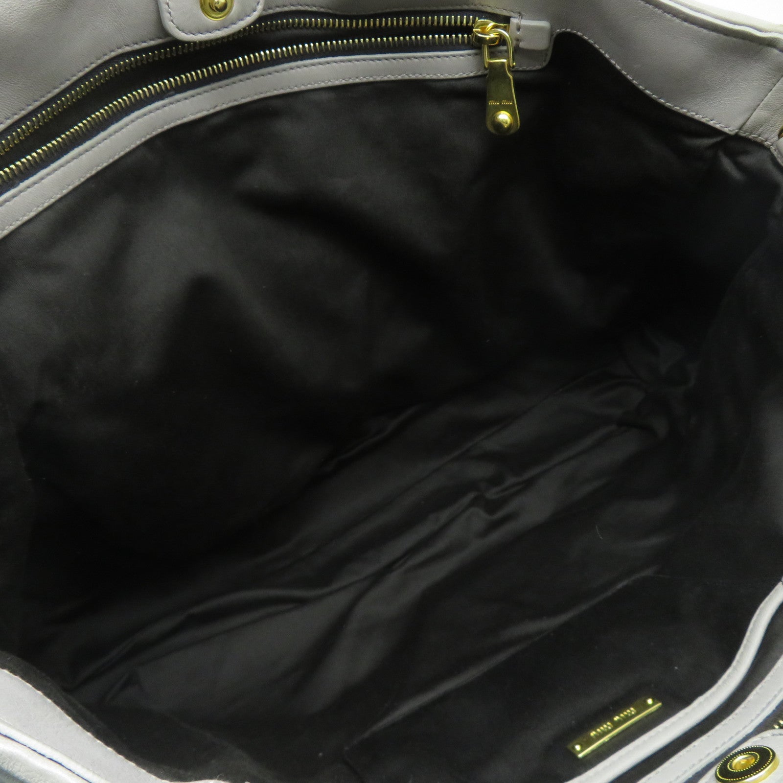 Miu Miu 牛皮皮革2 Way Bag金扣手挽肩背兩用袋灰色