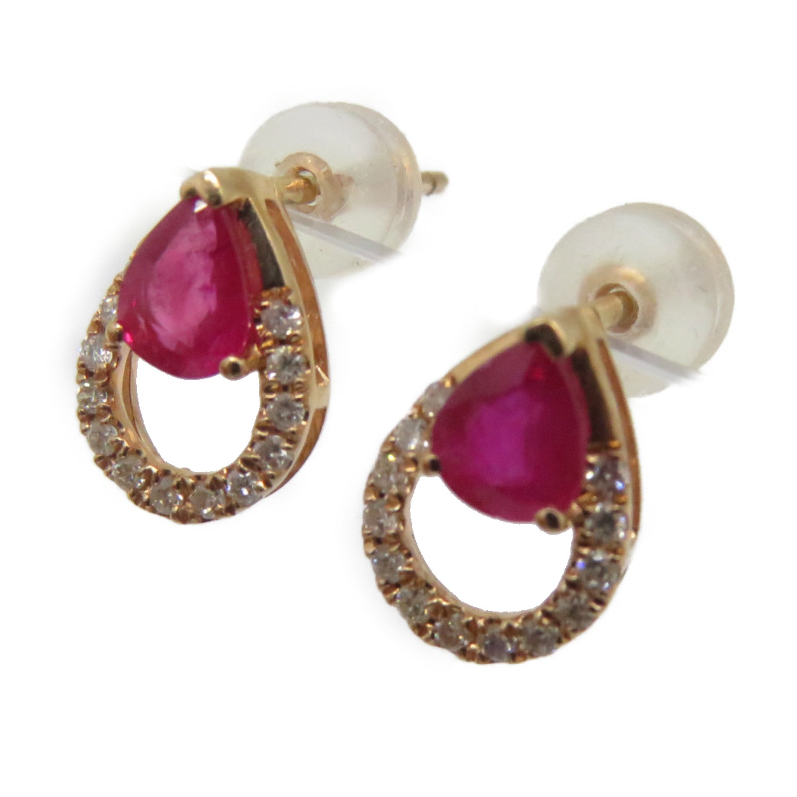 JEWELRY 18K玫瑰金Ruby Earrings 0.650ct紅寶石/0.230ct鑽石耳環紅色/金色