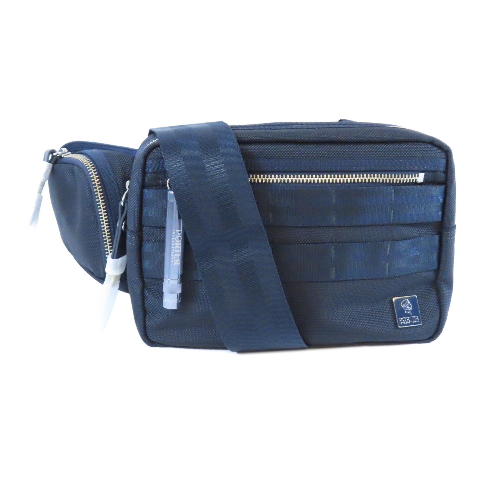 PORTER 尼龍Cross Carry Bag金扣肩背袋深藍色