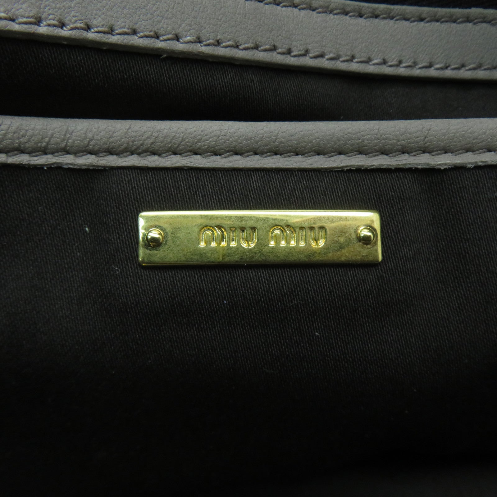 Miu Miu 牛皮皮革2 Way Bag金扣手挽肩背兩用袋灰色