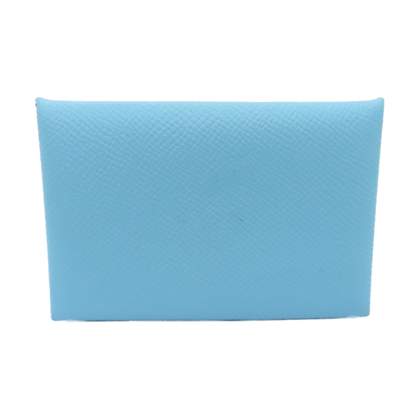 HERMES Epsom Leather Calvi Silver Buckle Card Holder Northern Blue