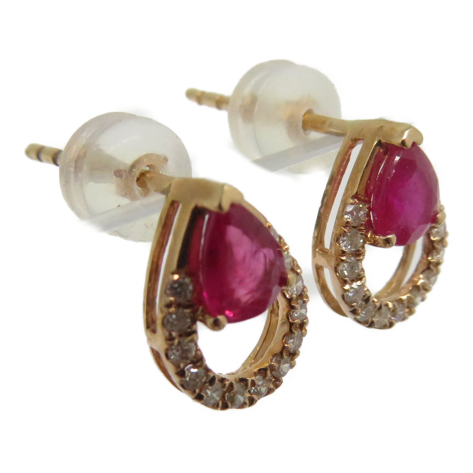 JEWELRY 18K玫瑰金Ruby Earrings 0.650ct紅寶石/0.230ct鑽石耳環紅色/金色