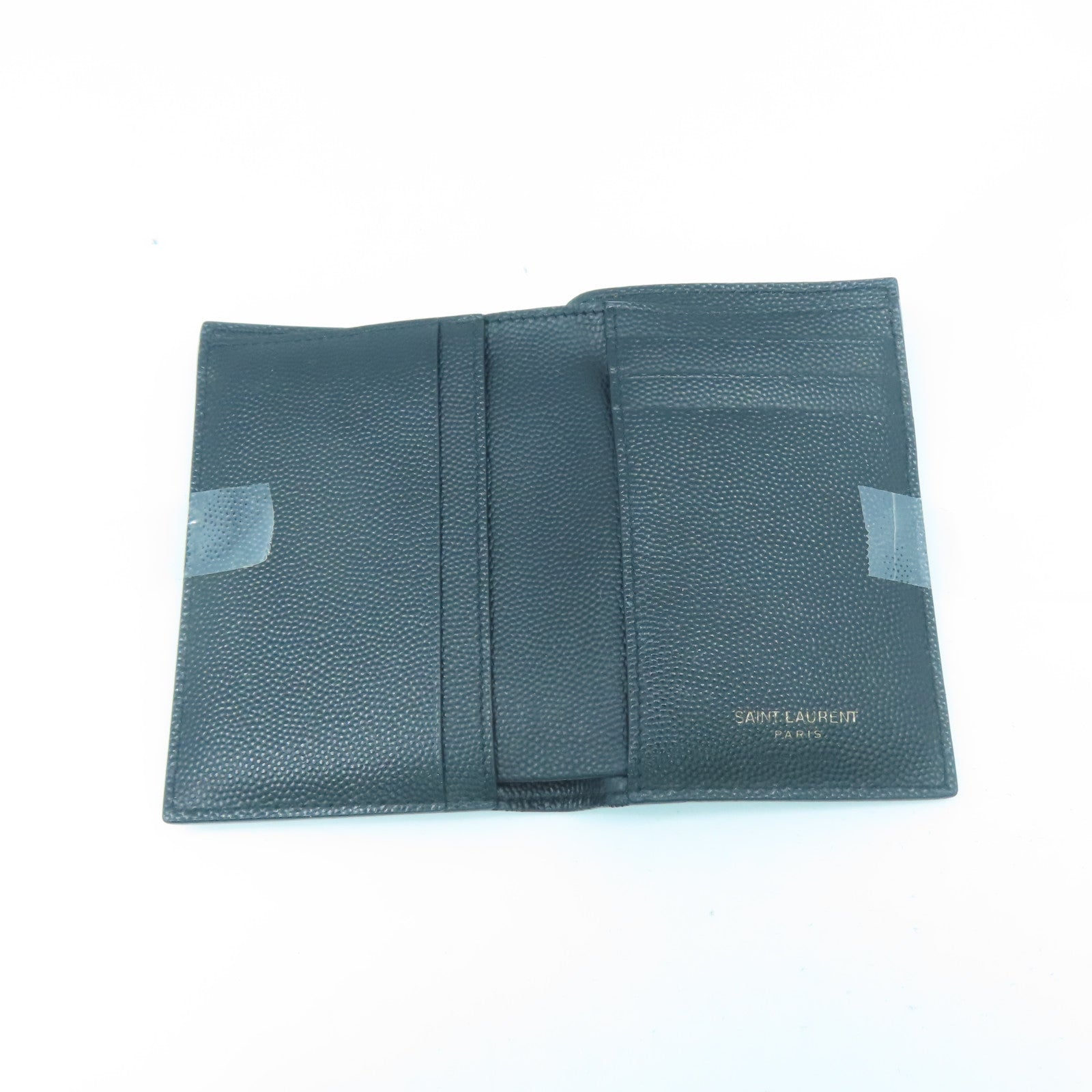SAINT LAURENT 牛皮皮革Card Wallet黑扣卡片套黑色