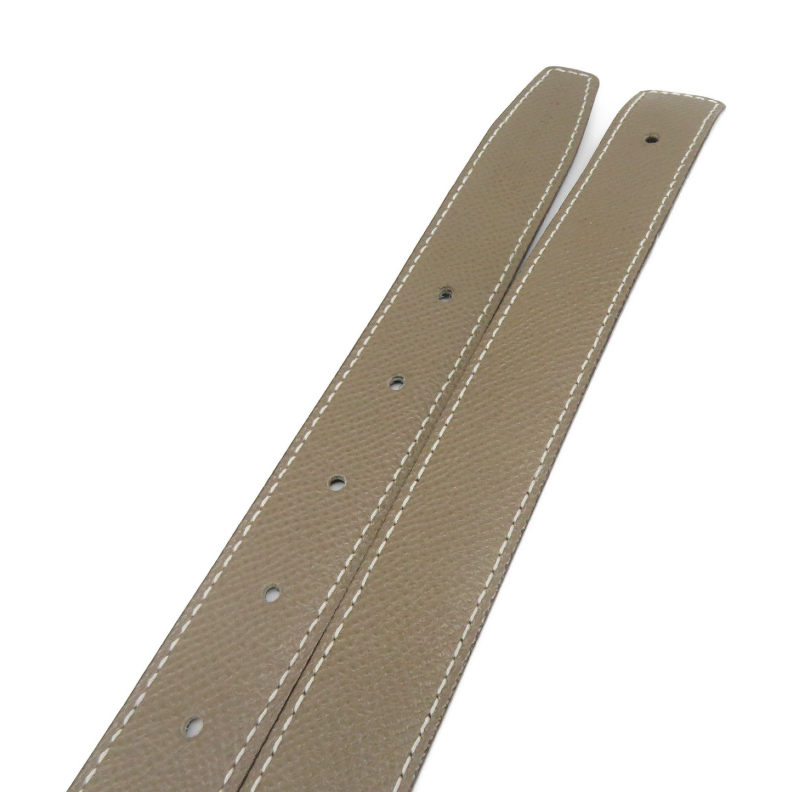 HERMES Epsom Leather/Swiftpige Belt Silver Buckle Leather Belt Black/Etoupe Black/Brown
