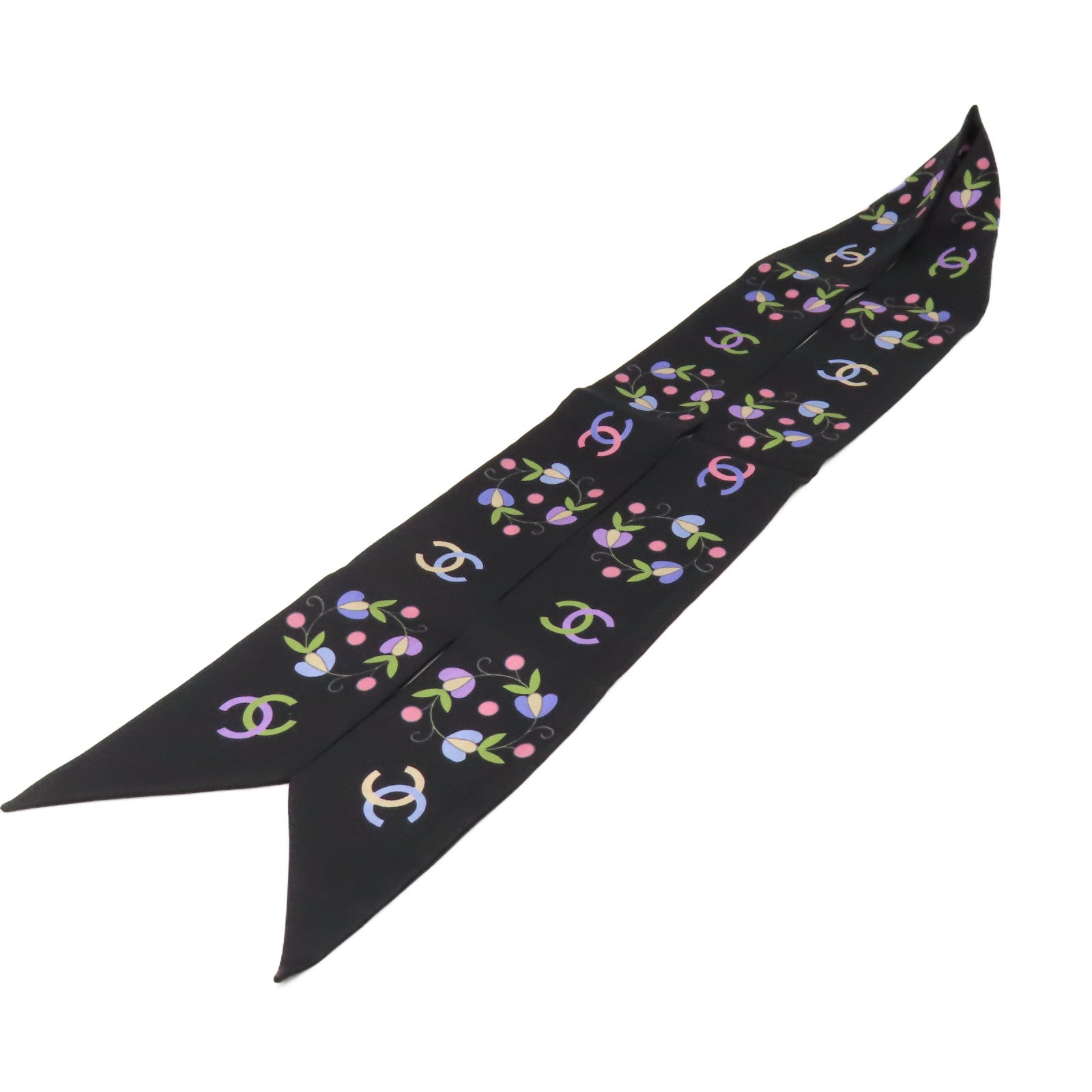 CHANEL 絲質Scarf絲巾黑色/彩色