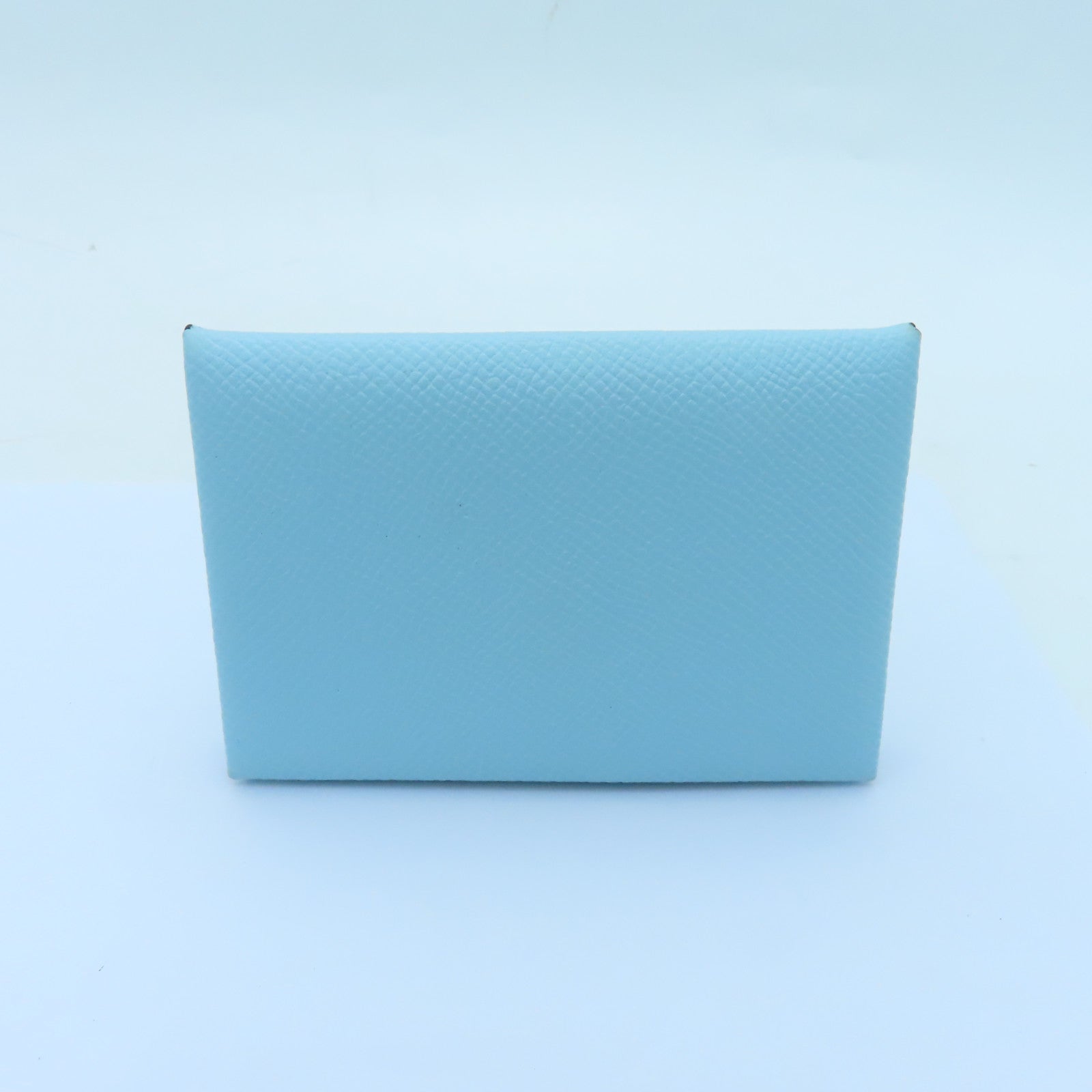 HERMES Epsom Leather Calvi Silver Buckle Card Holder Northern Blue