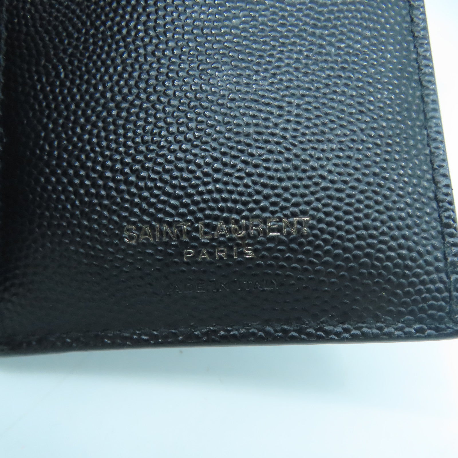 SAINT LAURENT 牛皮皮革Card Wallet黑扣卡片套黑色