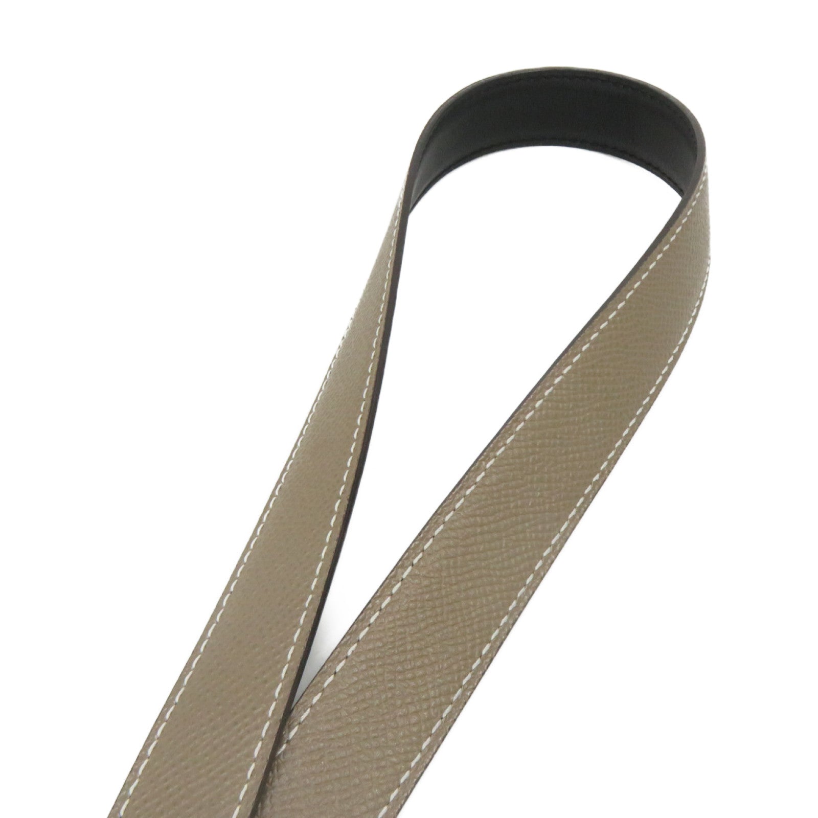 HERMES Epsom Leather/Swiftpige Belt Silver Buckle Leather Belt Black/Etoupe Black/Brown