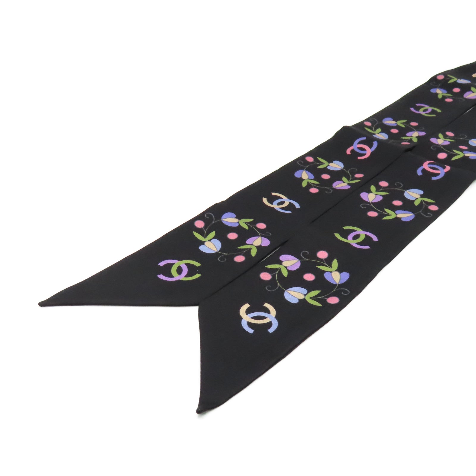 CHANEL 絲質Scarf絲巾黑色/彩色