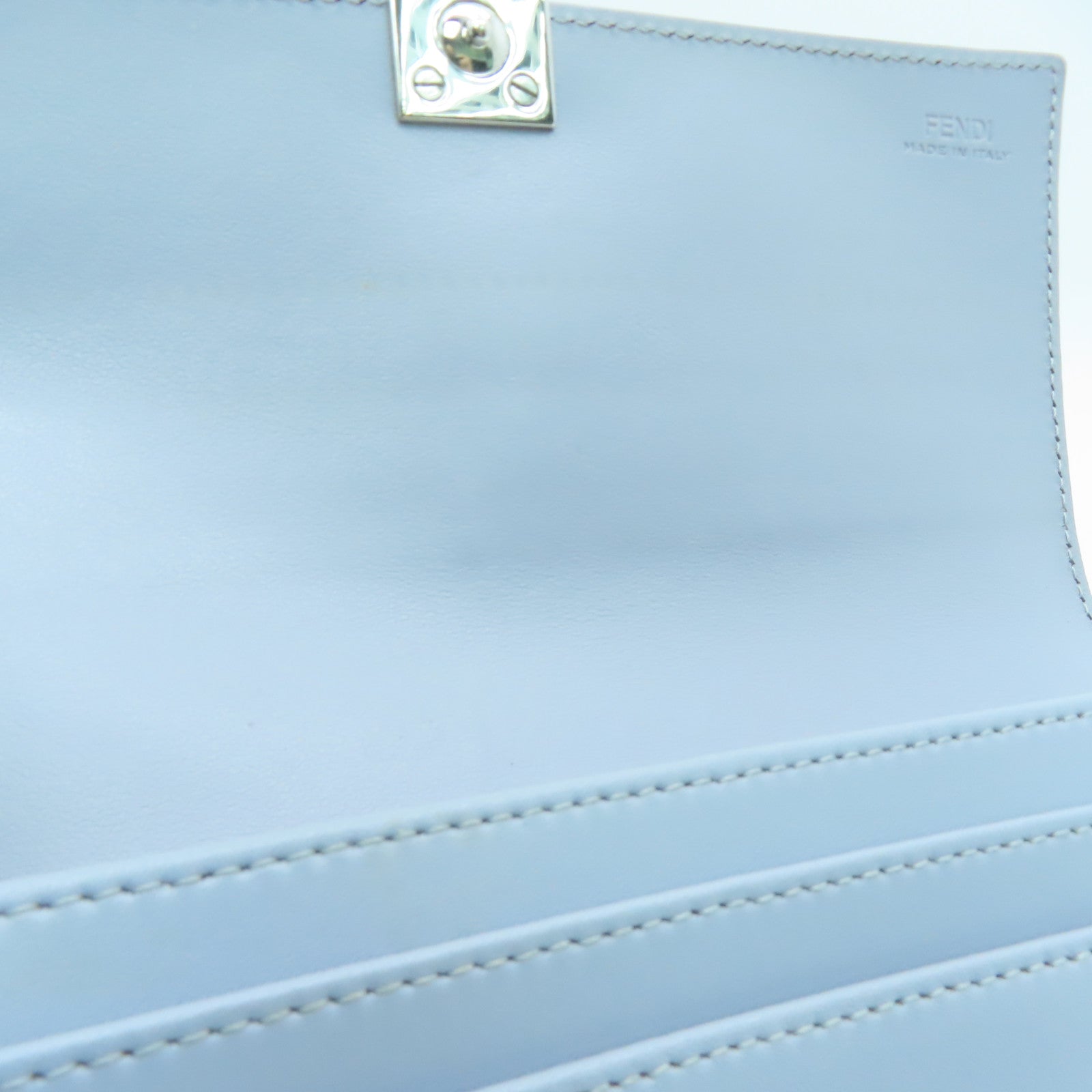 FENDI 牛皮皮革Long Wallet银扣长钱包灰色