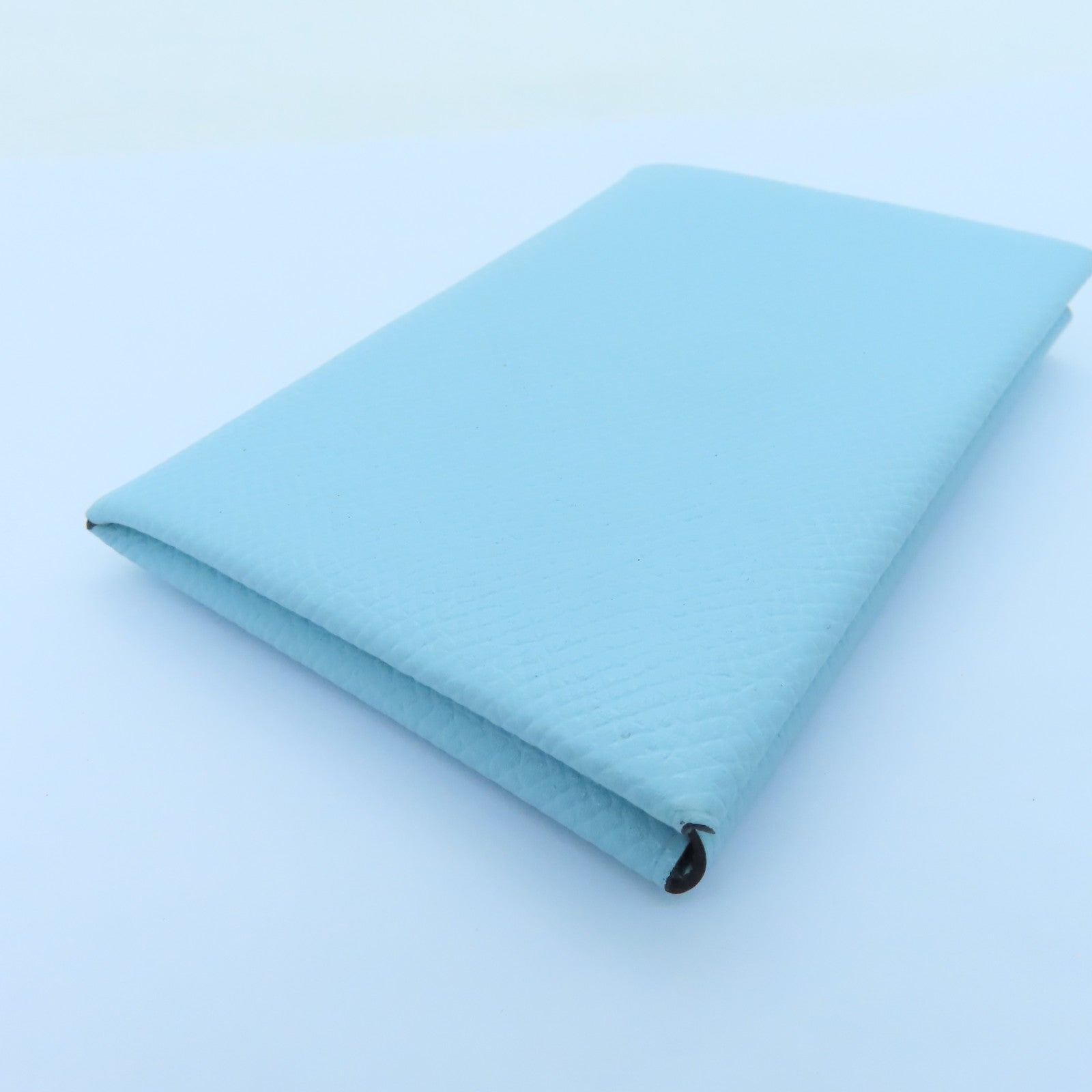 HERMES Epsom Leather Calvi Silver Buckle Card Holder Northern Blue