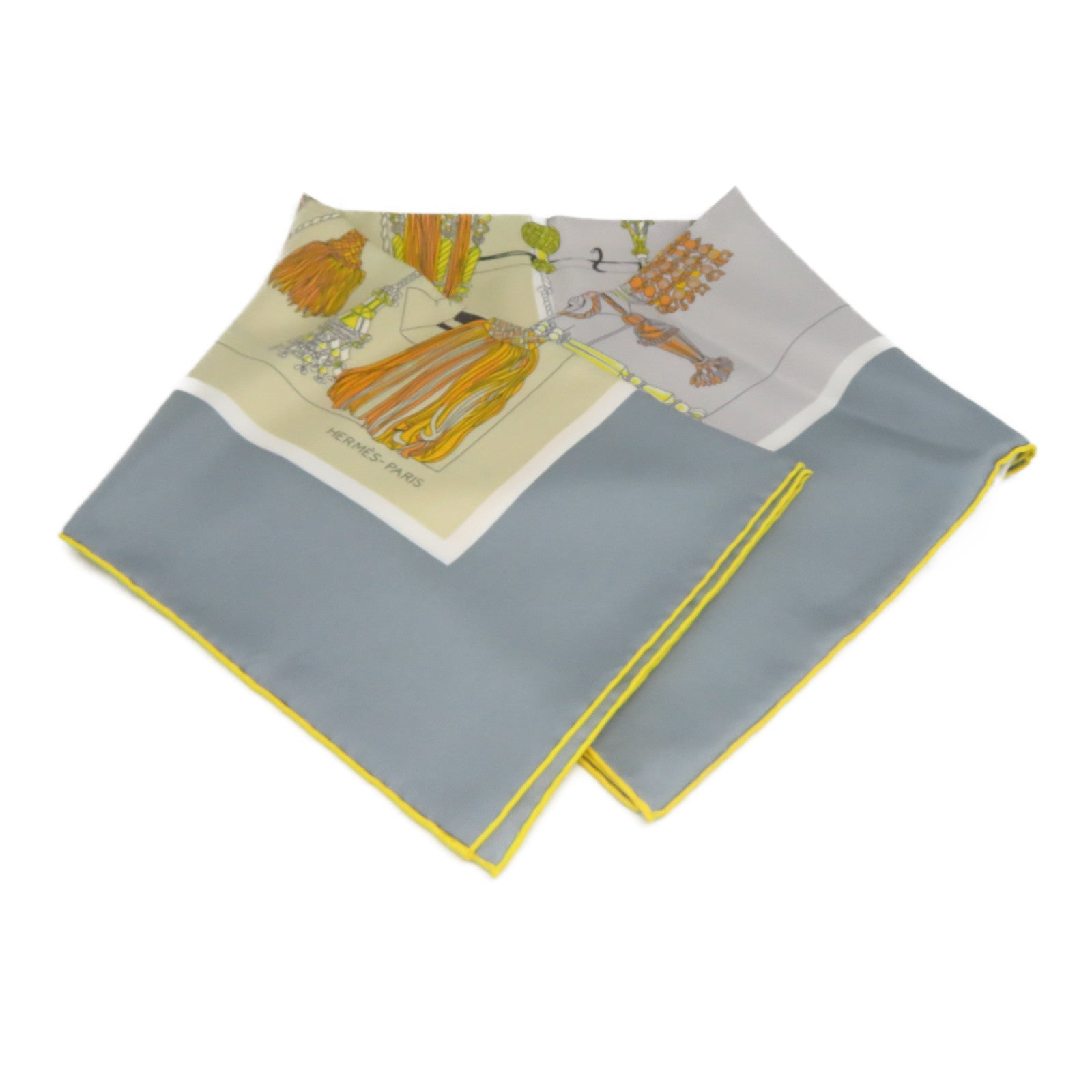 HERMES 【激減優惠】 絲質Scarf絲巾灰色/黃色