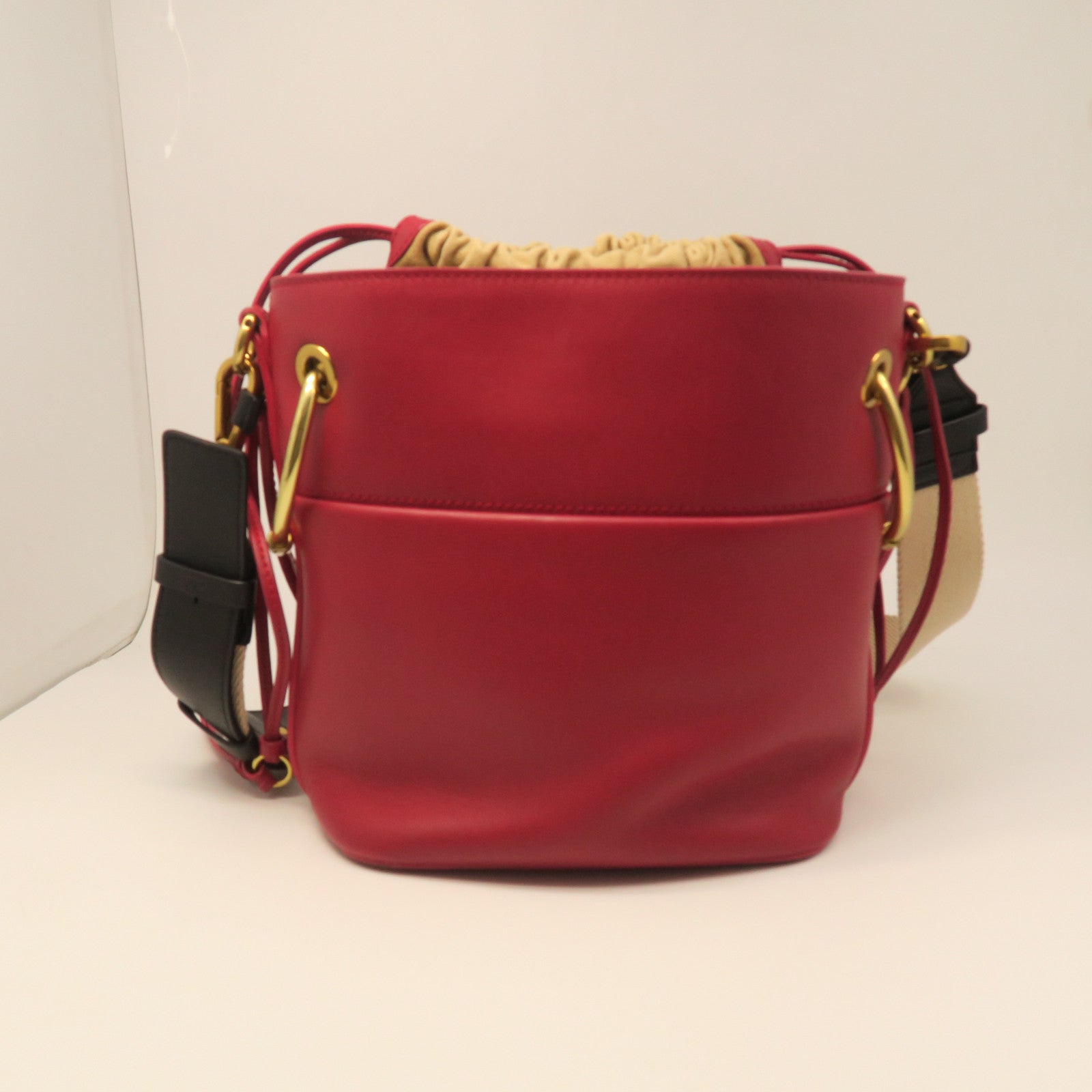 Chloe Leather Shoulder Bag Gold Button Shoulder Bag Red