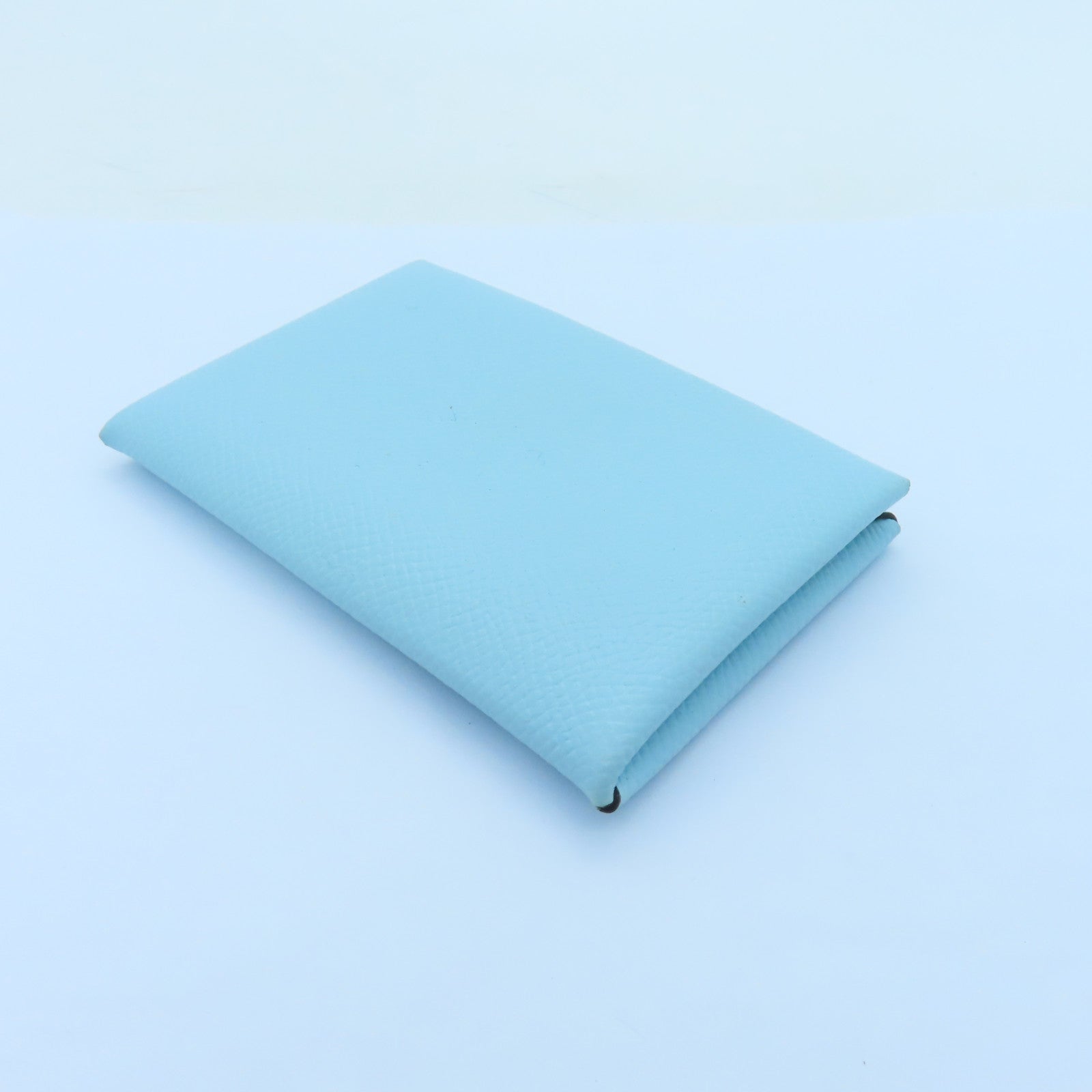 HERMES Epsom Leather Calvi Silver Buckle Card Holder Northern Blue