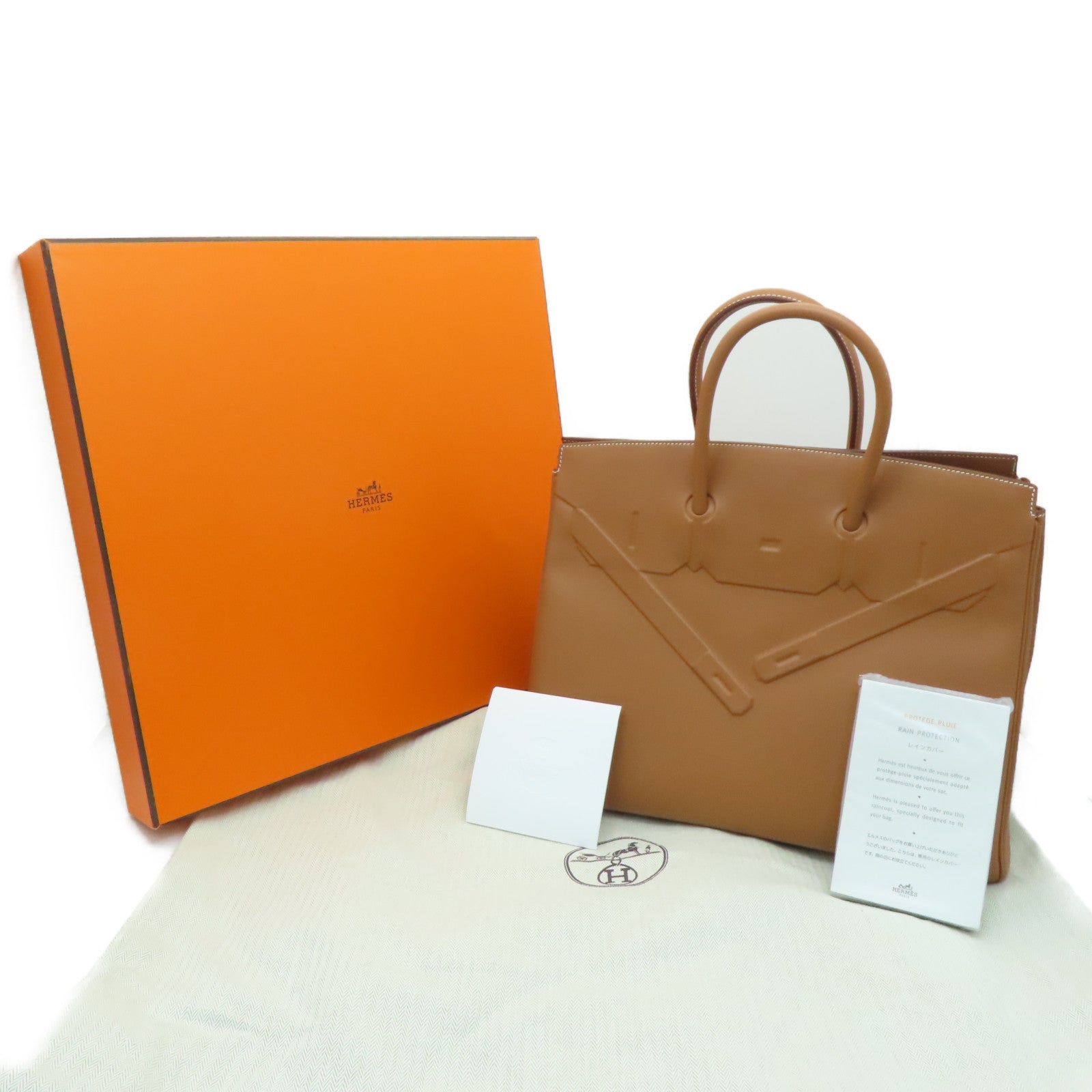 HERMES [Sharp Discount] Swift Leather Shadow 35 Handle Bag Gold