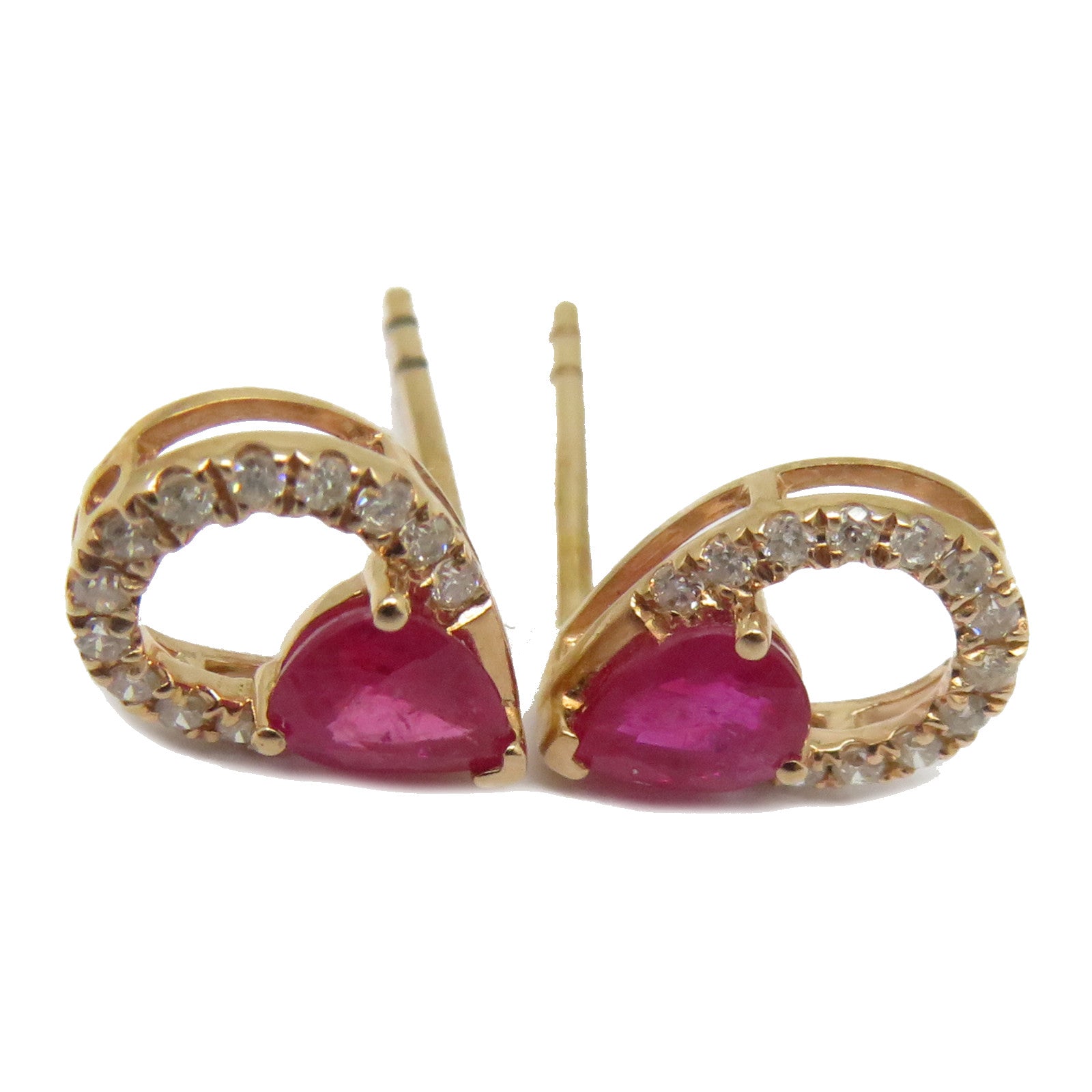JEWELRY 18K玫瑰金Ruby Earrings 0.650ct紅寶石/0.230ct鑽石耳環紅色/金色