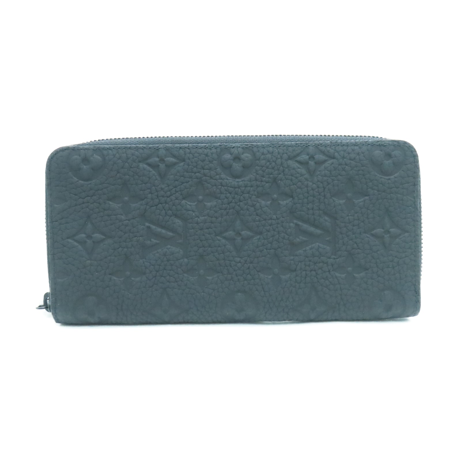 LOUIS VUITTON 牛皮皮革Zip Vertical Wallet银扣长钱包黑色