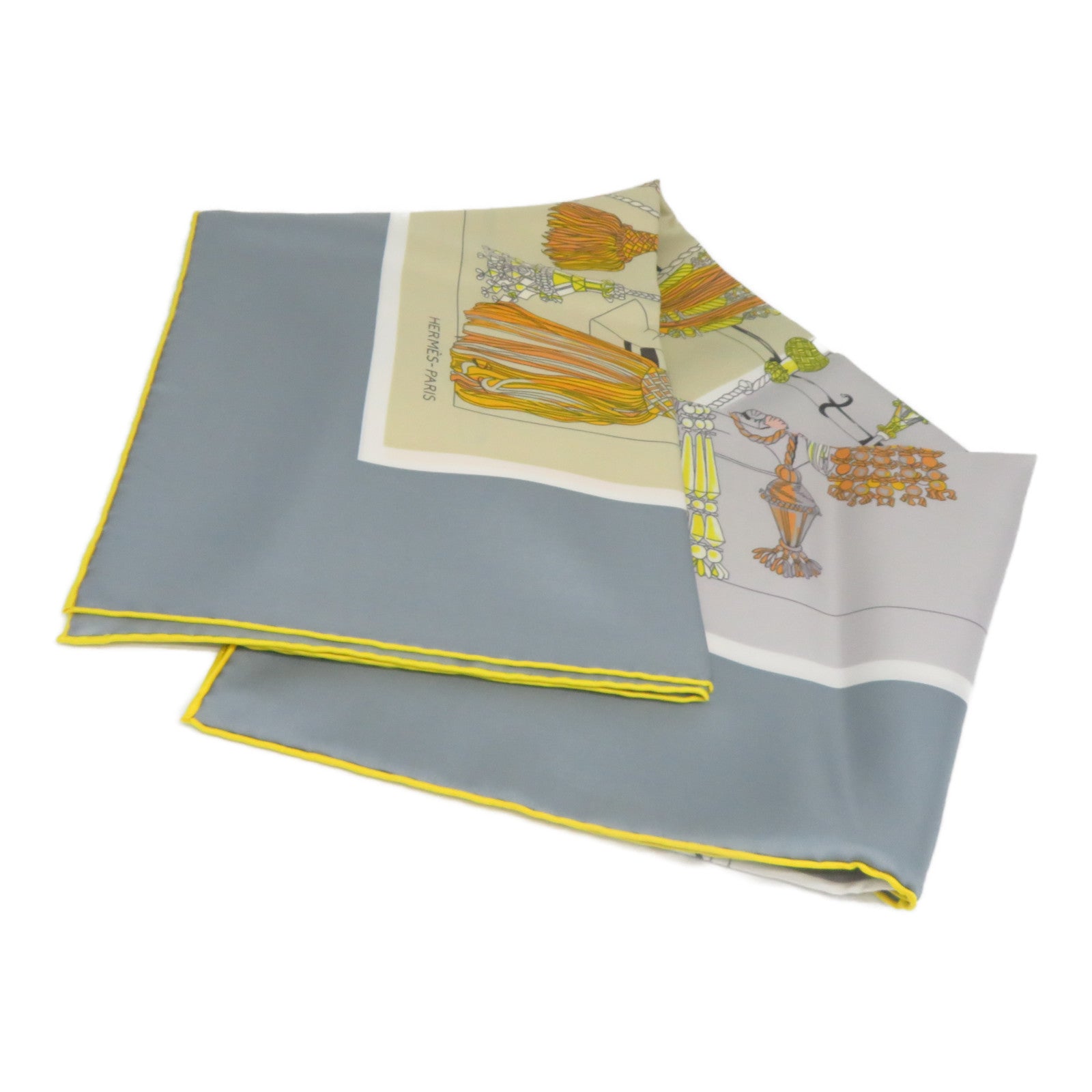 HERMES 【激減優惠】 絲質Scarf絲巾灰色/黃色
