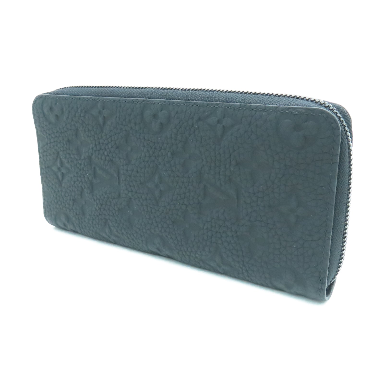 LOUIS VUITTON 牛皮皮革Zip Vertical Wallet银扣长钱包黑色