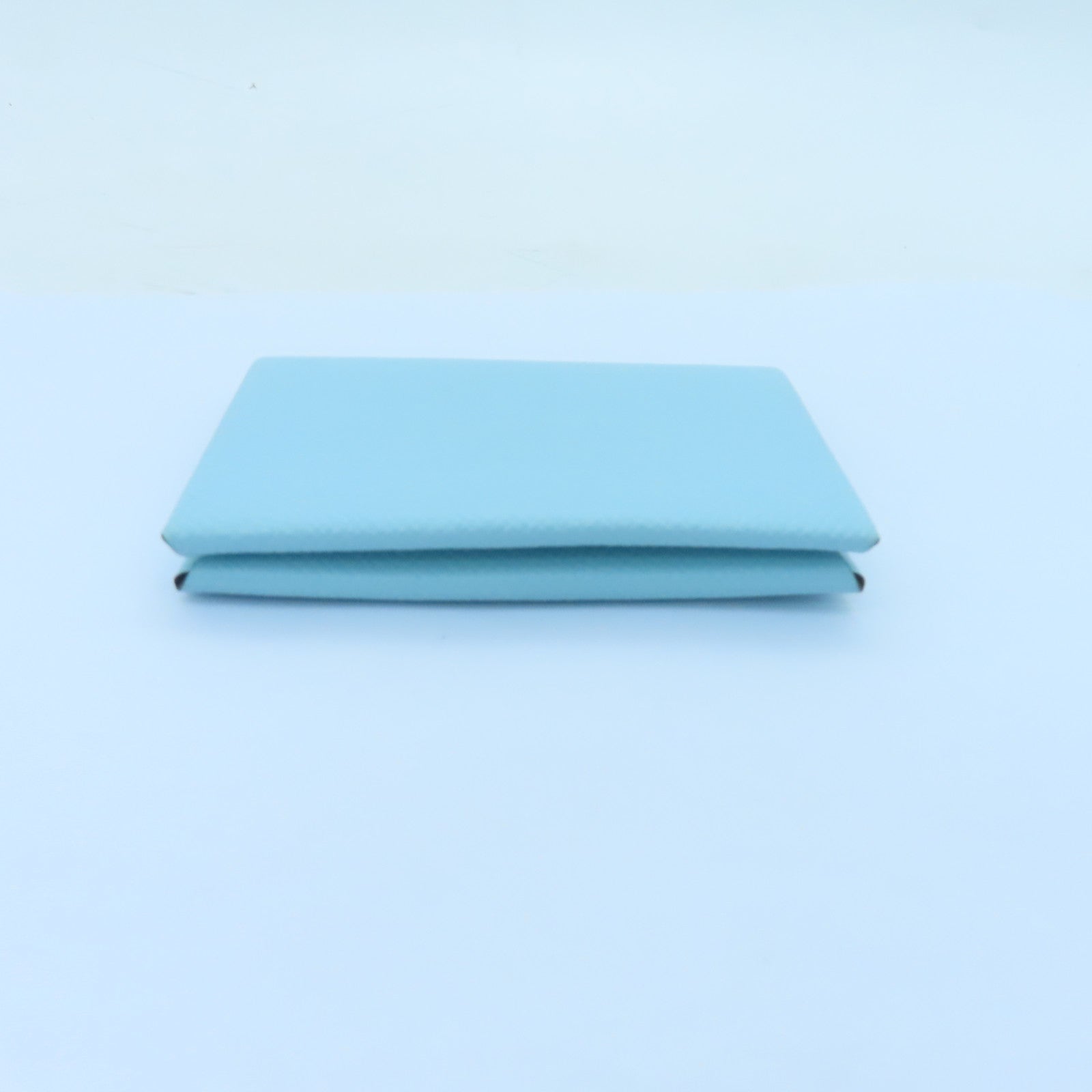 HERMES Epsom Leather Calvi Silver Buckle Card Holder Northern Blue