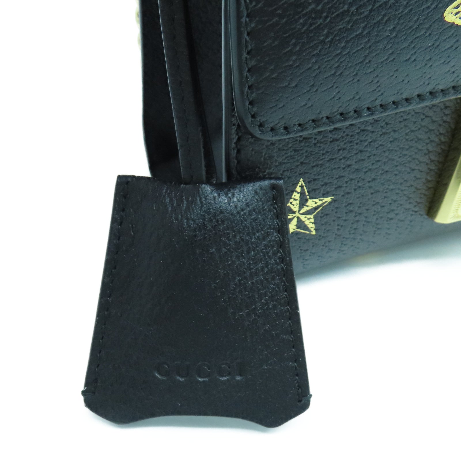 GUCCI 牛皮皮革Padlock Bee Star金扣鏈帶肩背袋黑色