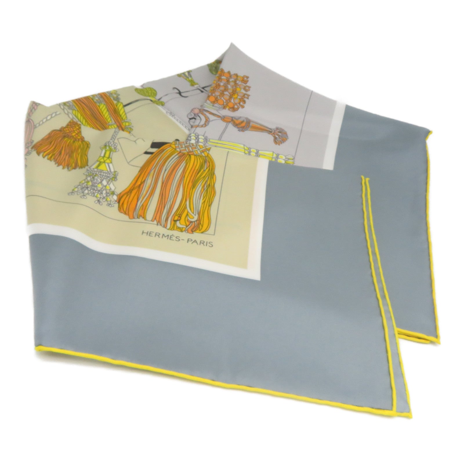 HERMES 【激減優惠】 絲質Scarf絲巾灰色/黃色