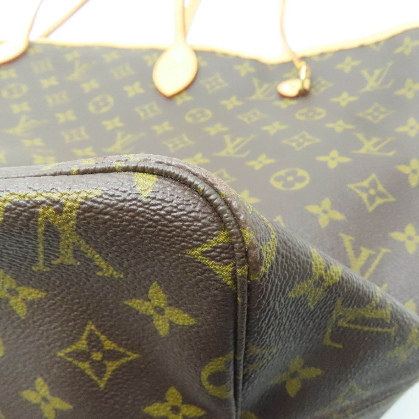 LOUIS VUITTON Monogram Neverfull GM gold buckle shoulder bag / hand bag brown