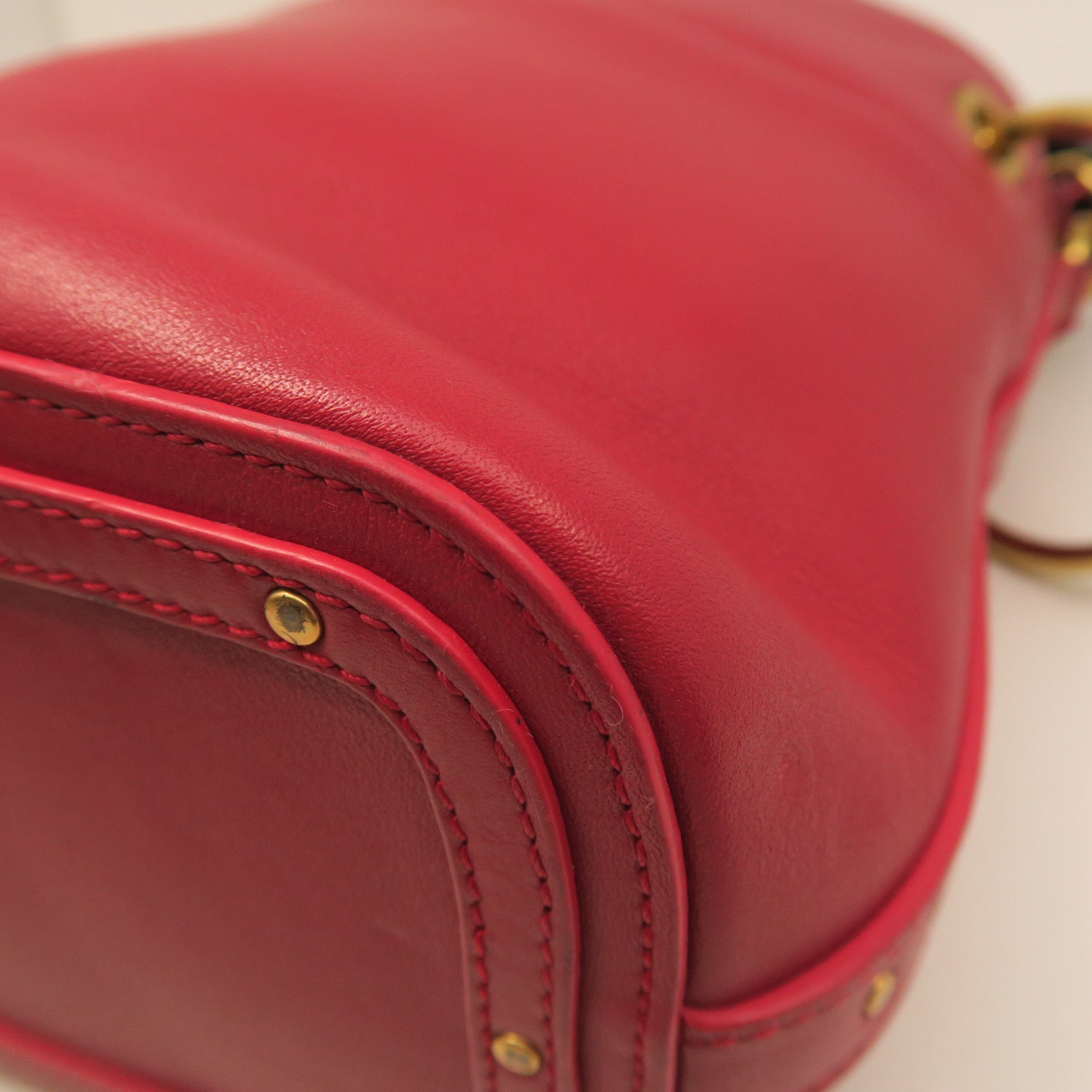 Chloe Leather Shoulder Bag Gold Button Shoulder Bag Red