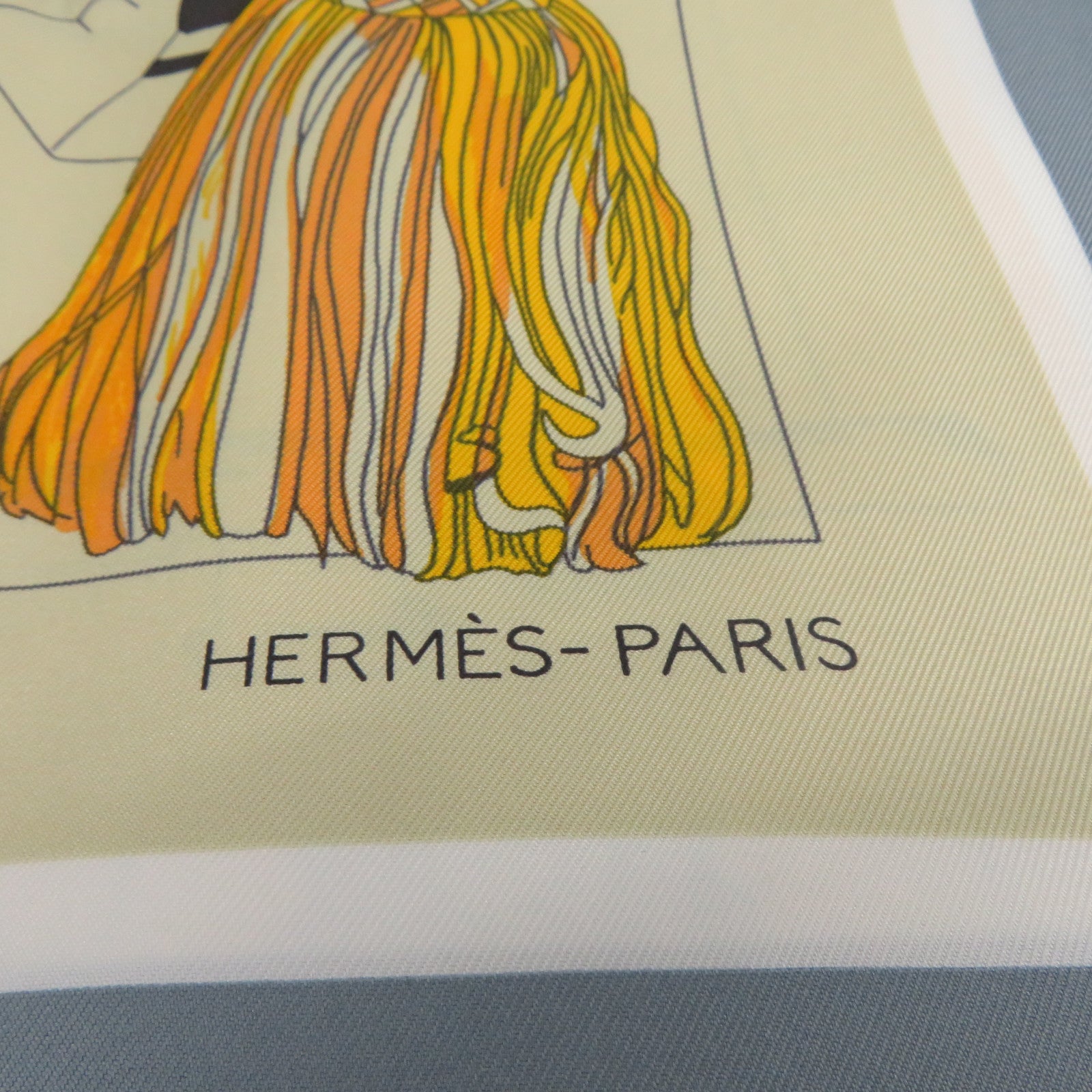 HERMES 【激減優惠】 絲質Scarf絲巾灰色/黃色
