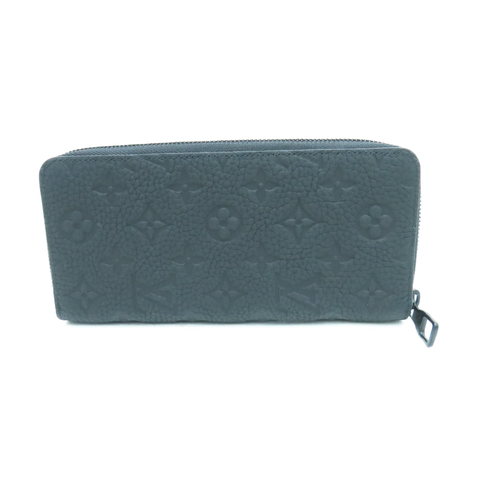 LOUIS VUITTON 牛皮皮革Zip Vertical Wallet银扣长钱包黑色