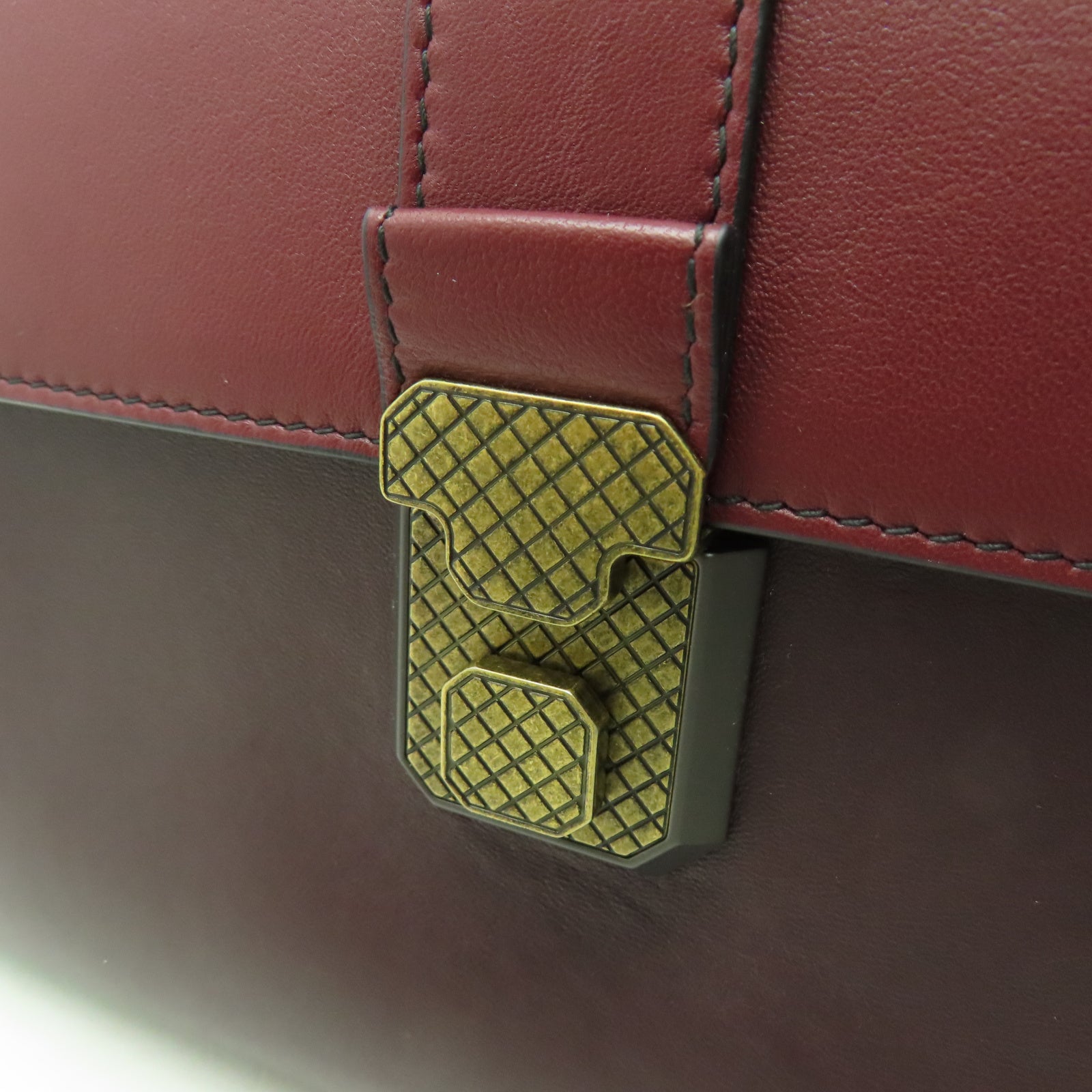 BOTTEGA VENETA 牛皮皮革2 Way Shoulder金扣手挽肩背兩用袋紅色/棕色