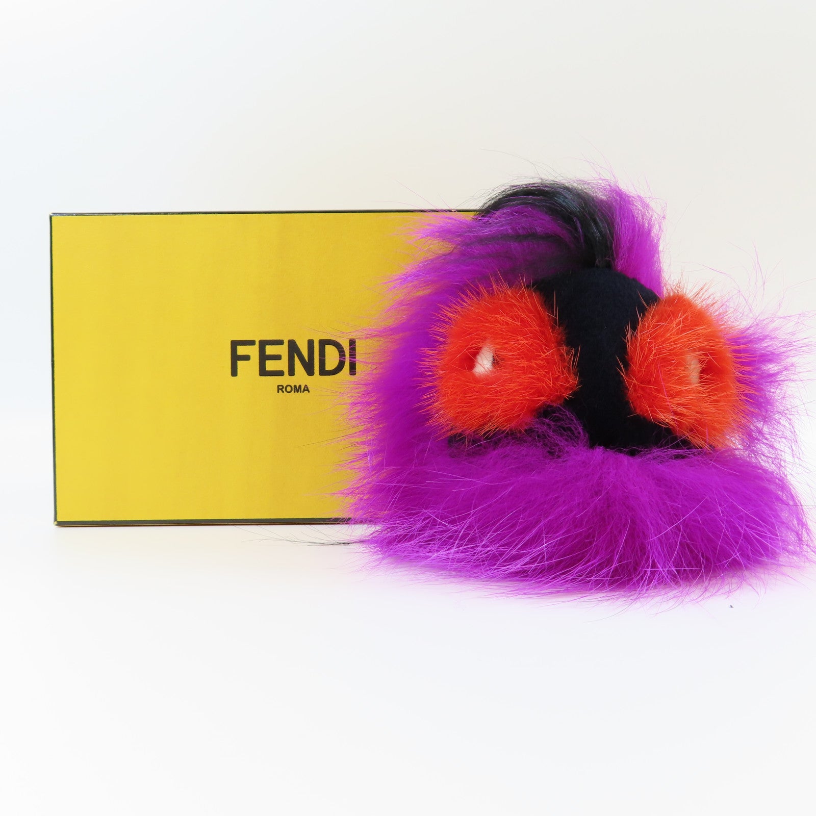 FENDI 皮毛Charm銀扣掛飾紫色/黑色/橙色