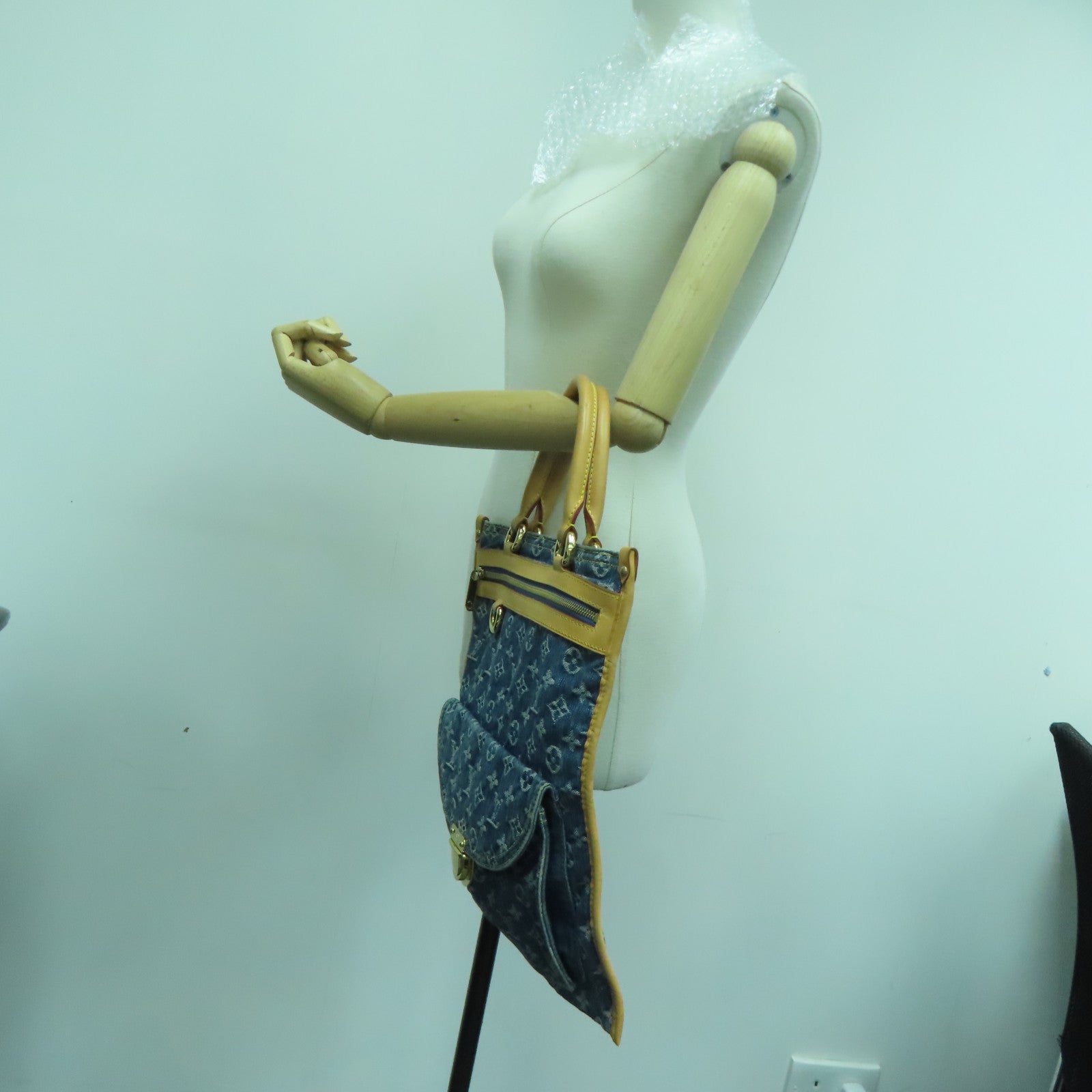 LOUIS VUITTON Monogram DenimFlat Shopper Tote金扣手挽袋蓝色