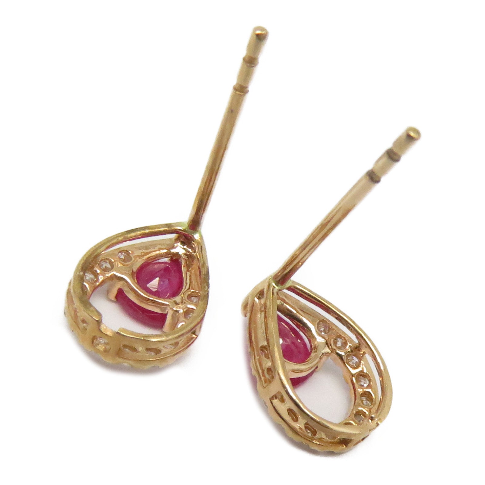 JEWELRY 18K玫瑰金Ruby Earrings 0.650ct紅寶石/0.230ct鑽石耳環紅色/金色