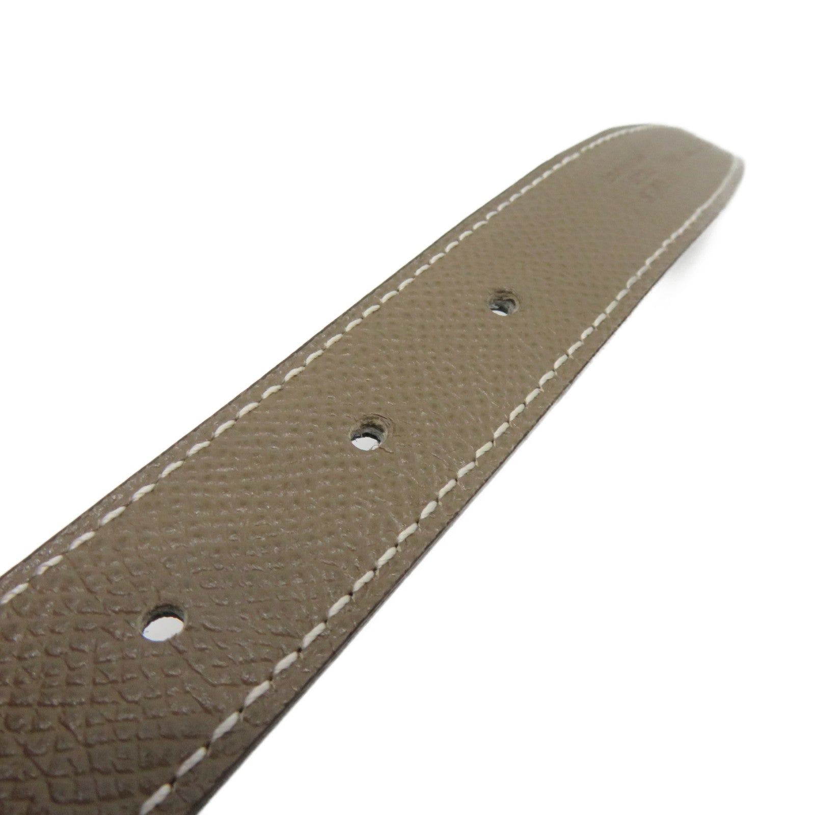 HERMES Epsom Leather/Swiftpige Belt Silver Buckle Leather Belt Black/Etoupe Black/Brown
